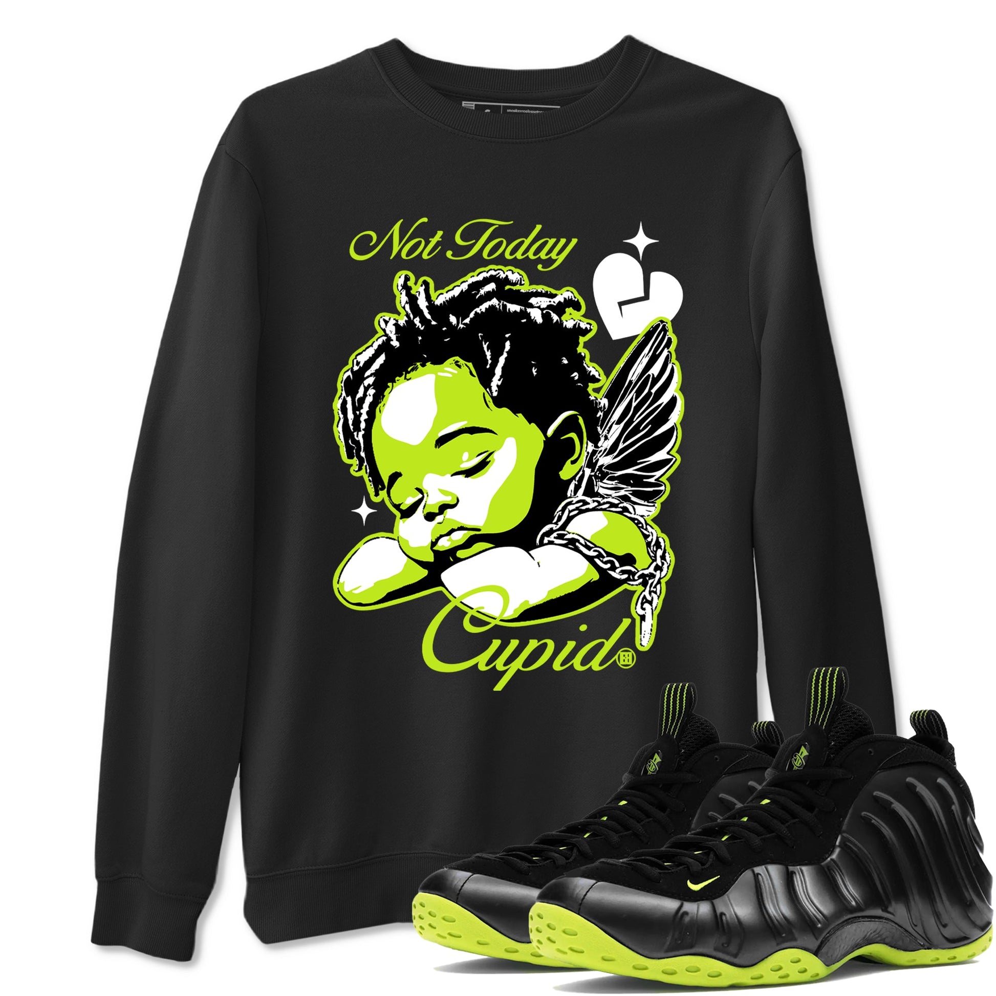 Foams One Black Volt shirts to match jordans Not Today Cupid sneaker match tees Air Foamposite One Black and Volt match shoes to clothes SNRT Sneaker Tees unisex cotton Black 1 shirts