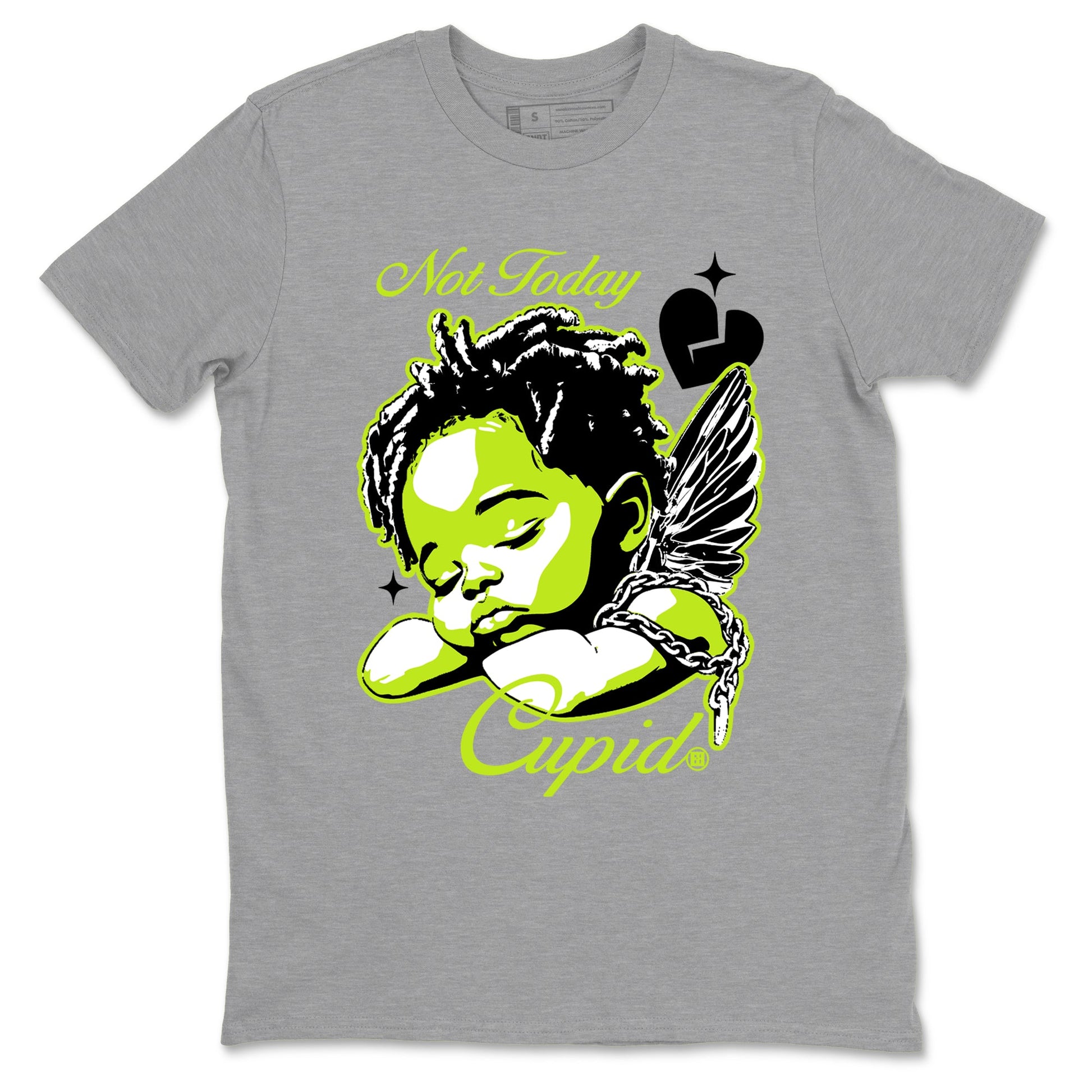 Foams One Black Volt shirts to match jordans Not Today Cupid sneaker match tees Air Foamposite One Black and Volt match shoes to clothes SNRT Sneaker Tees unisex cotton Heather Grey 2 shirts