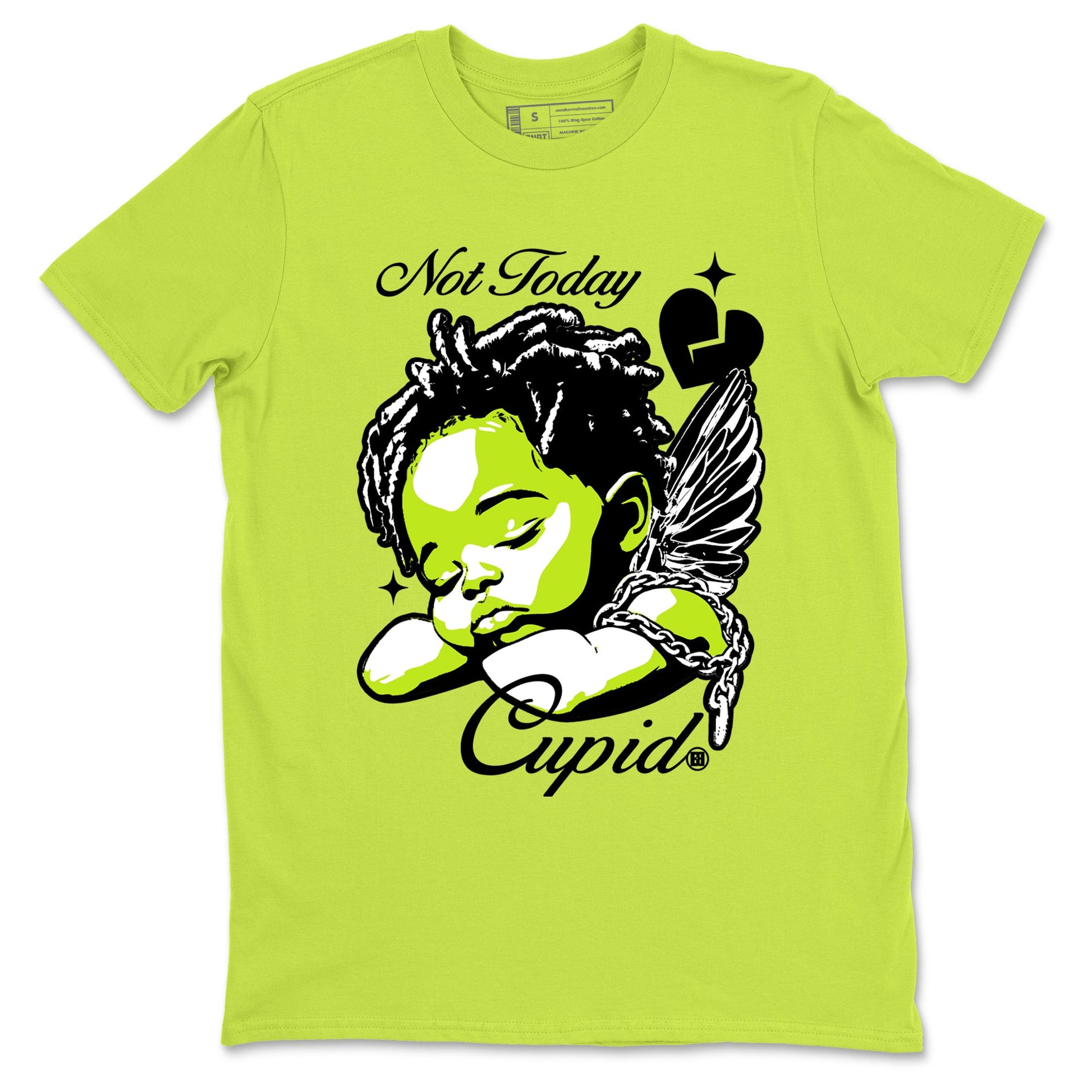 Foams One Black Volt shirts to match jordans Not Today Cupid sneaker match tees Air Foamposite One Black and Volt match shoes to clothes SNRT Sneaker Tees unisex cotton Safety Green 2 shirts