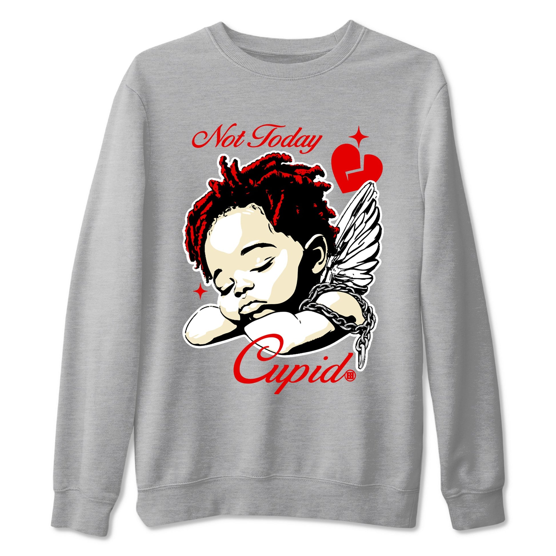 1s Black Toe Reimagined shirts to match jordans Not Today Cupid sneaker match tees Air Jordan 1 Black Toe Reimagined best t shirts to wear with jordans SNRT Sneaker Tees unisex cotton Heather Grey 2 shirts