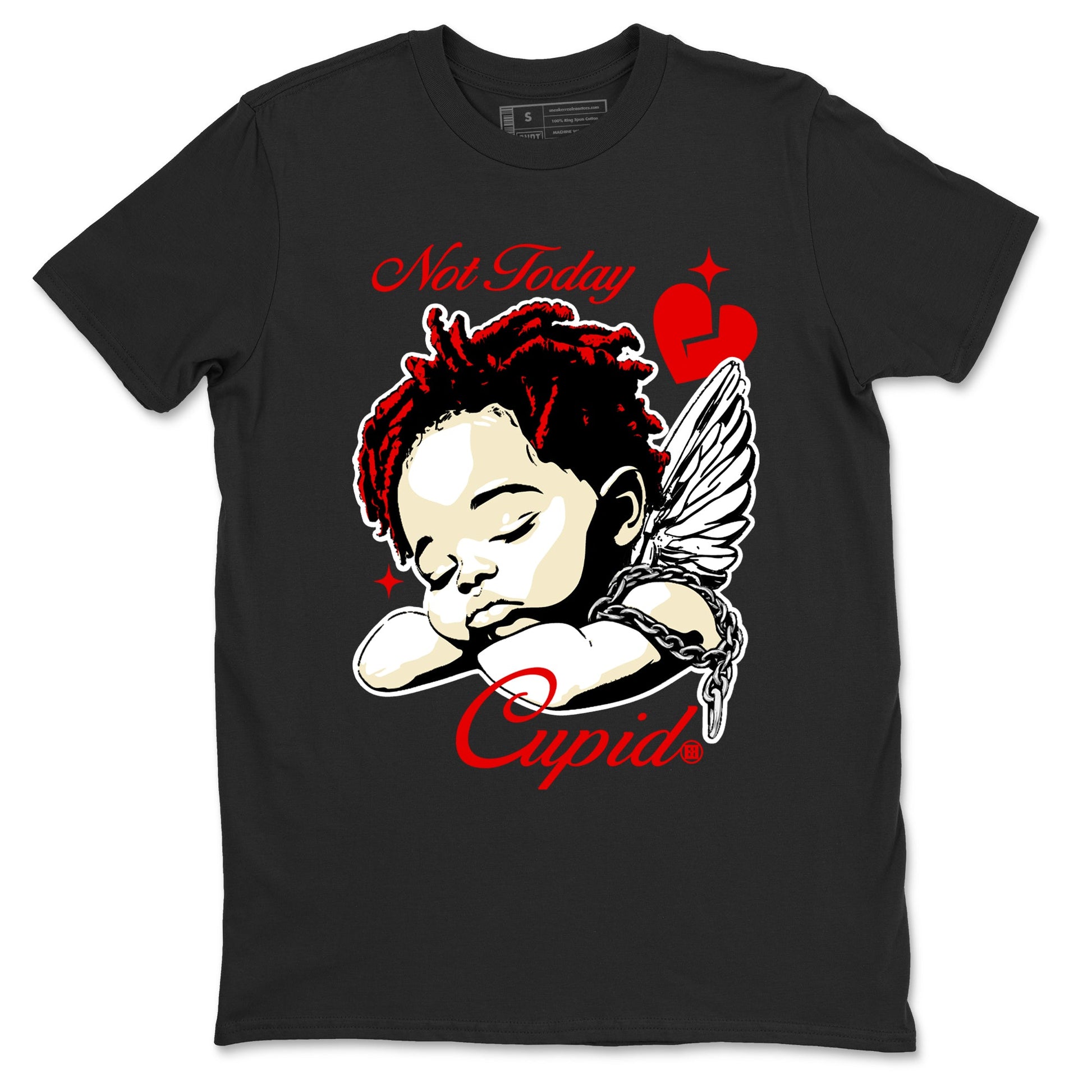 1s Black Toe Reimagined shirts to match jordans Not Today Cupid sneaker match tees Air Jordan 1 Black Toe Reimagined best t shirts to wear with jordans SNRT Sneaker Tees unisex cotton Black 2 shirts