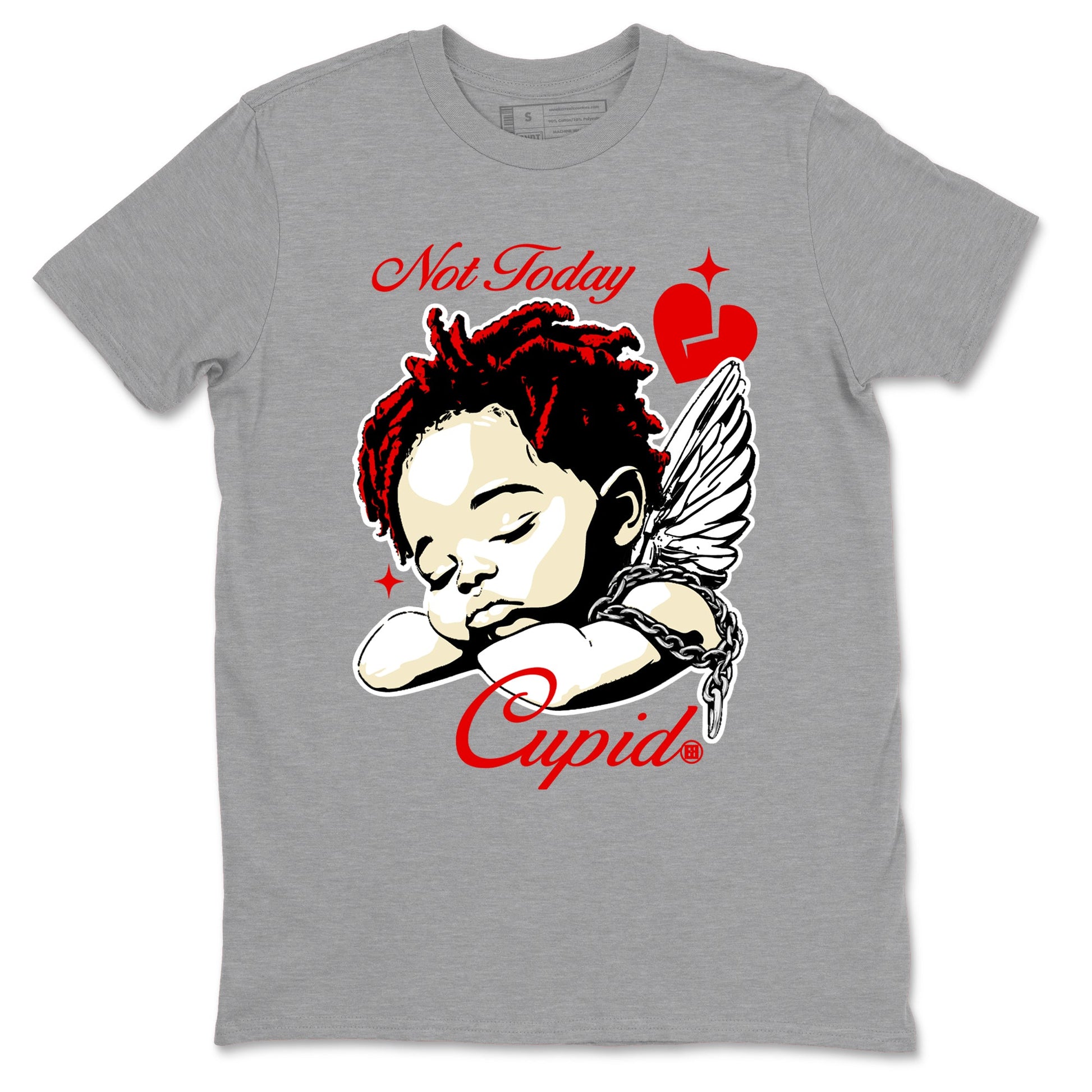 1s Black Toe Reimagined shirts to match jordans Not Today Cupid sneaker match tees Air Jordan 1 Black Toe Reimagined best t shirts to wear with jordans SNRT Sneaker Tees unisex cotton Heather Grey 2 shirts