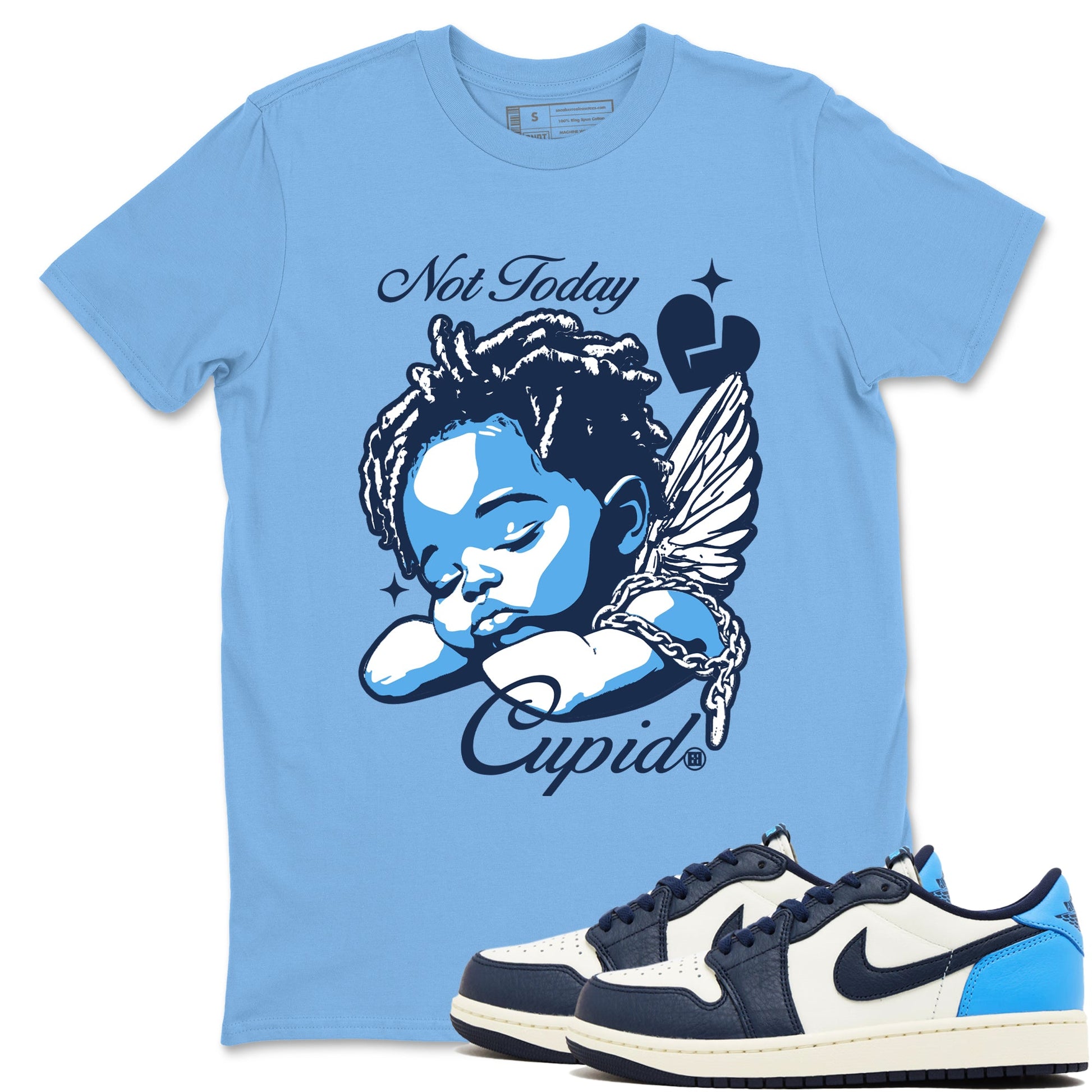 1s Obsidian shirts to match jordans Not Today Cupid shirts to match Jordans AJ1 Retro Low OG Obsidian match shoes to clothes SNRT Sneaker Tees unisex cotton Carolina Blue 1 shirts