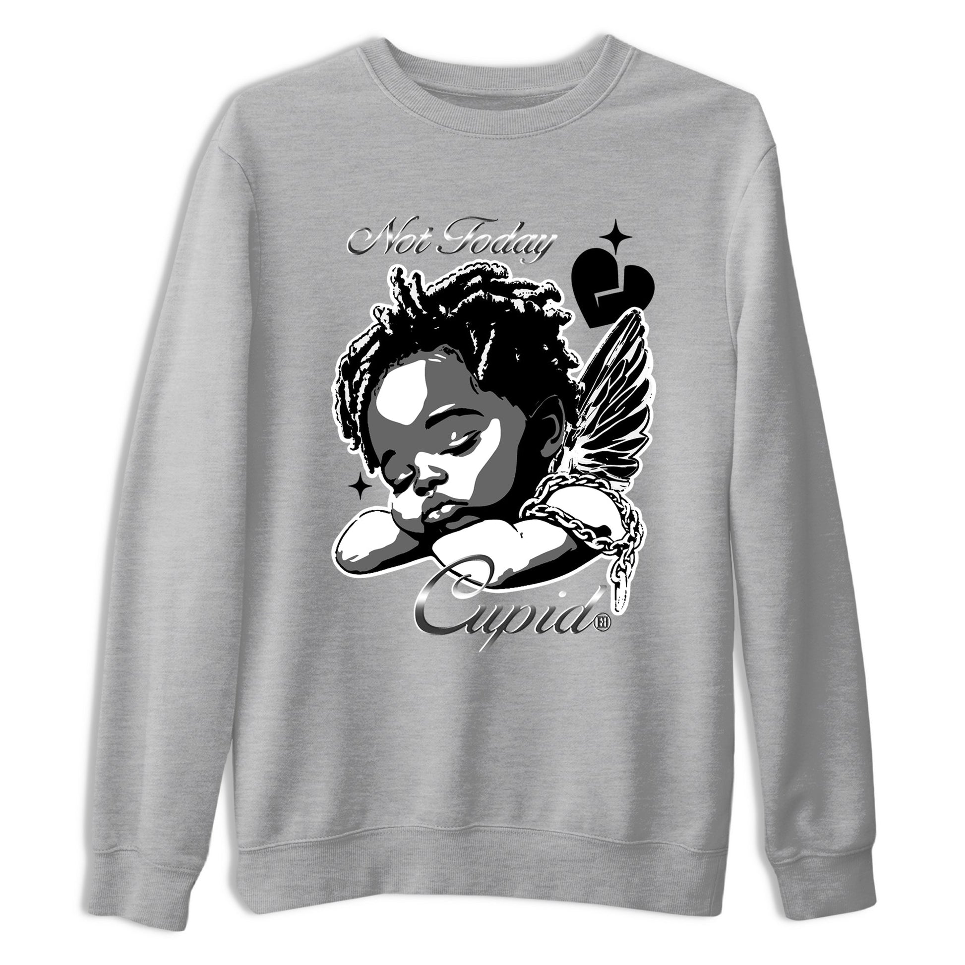 4s Black Cat Sneaker match tees – Sneaker Tees To Match Air Jordan 4 Black Cat Shoes – Not Today Cupid Tee Heather Grey 2