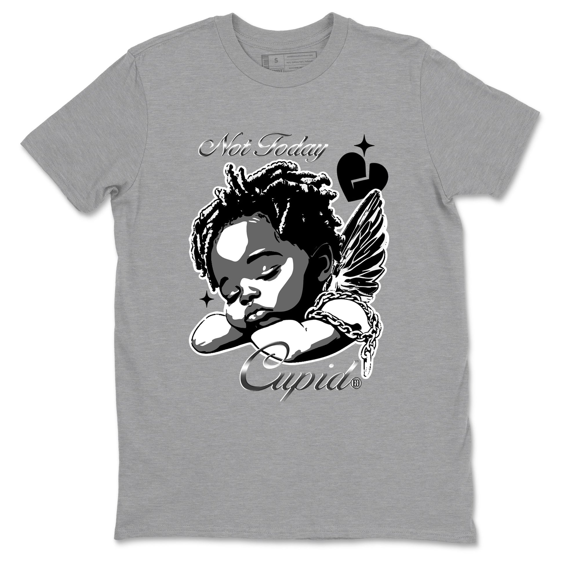 4s Black Cat Sneaker match tees – Sneaker Tees To Match Air Jordan 4 Black Cat Shoes – Not Today Cupid Tee Heather Grey 2