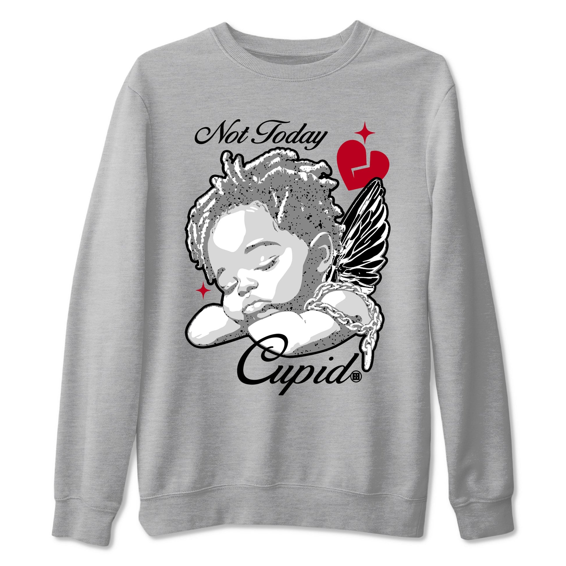 Air Jordan 4 White Cement shirts to match jordans Not Today Cupid graphic tees 4s Retro White Cement match shoes to clothes SNRT Sneaker Tees unisex cotton Heather Grey 2 shirts