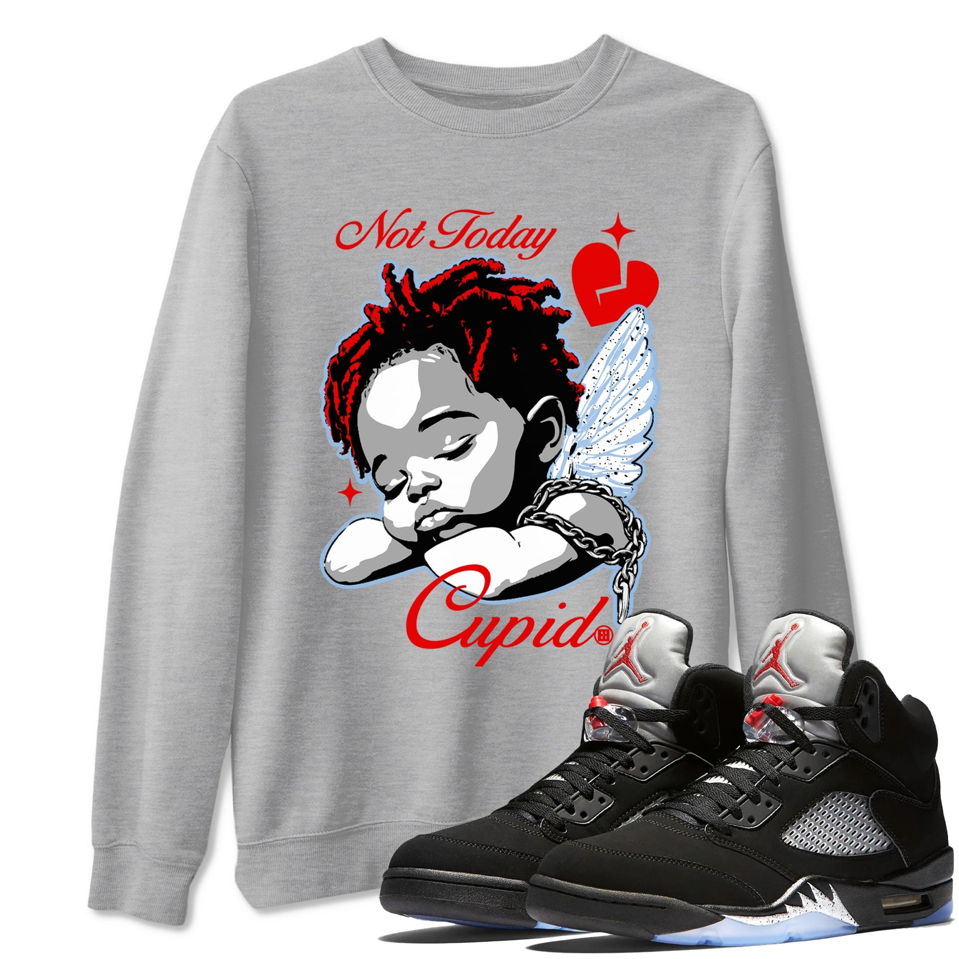 Jordan 5 Retro Reimagined shirts to match jordans Not Today Cupid sneaker match tees Air Jordan 5 Reimagined best t shirts to wear with jordans SNRT Sneaker Tees unisex cotton Heather Grey 1 shirts