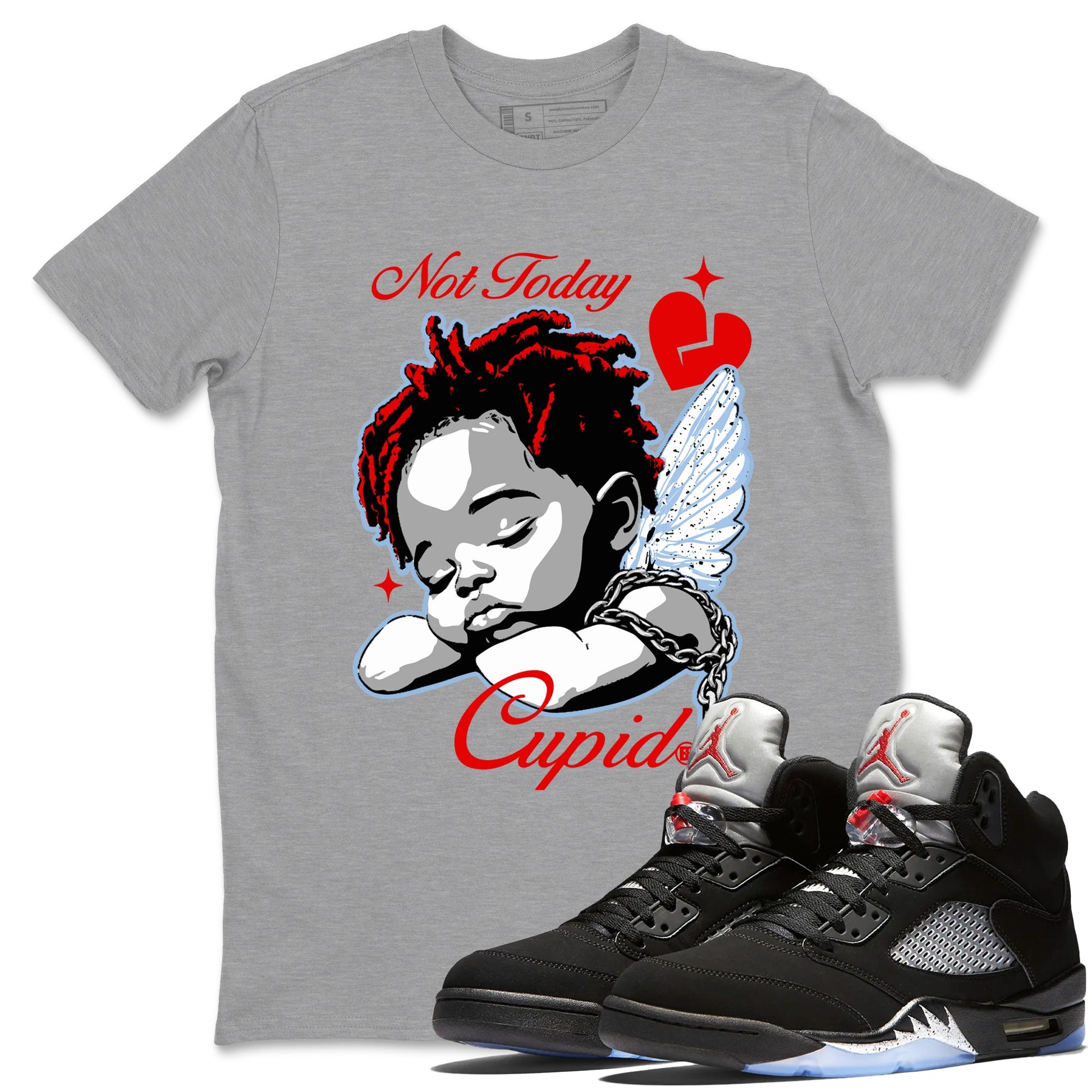 Jordan 5 Retro Reimagined shirts to match jordans Not Today Cupid sneaker match tees Air Jordan 5 Reimagined best t shirts to wear with jordans SNRT Sneaker Tees unisex cotton Heather Grey 1 shirts
