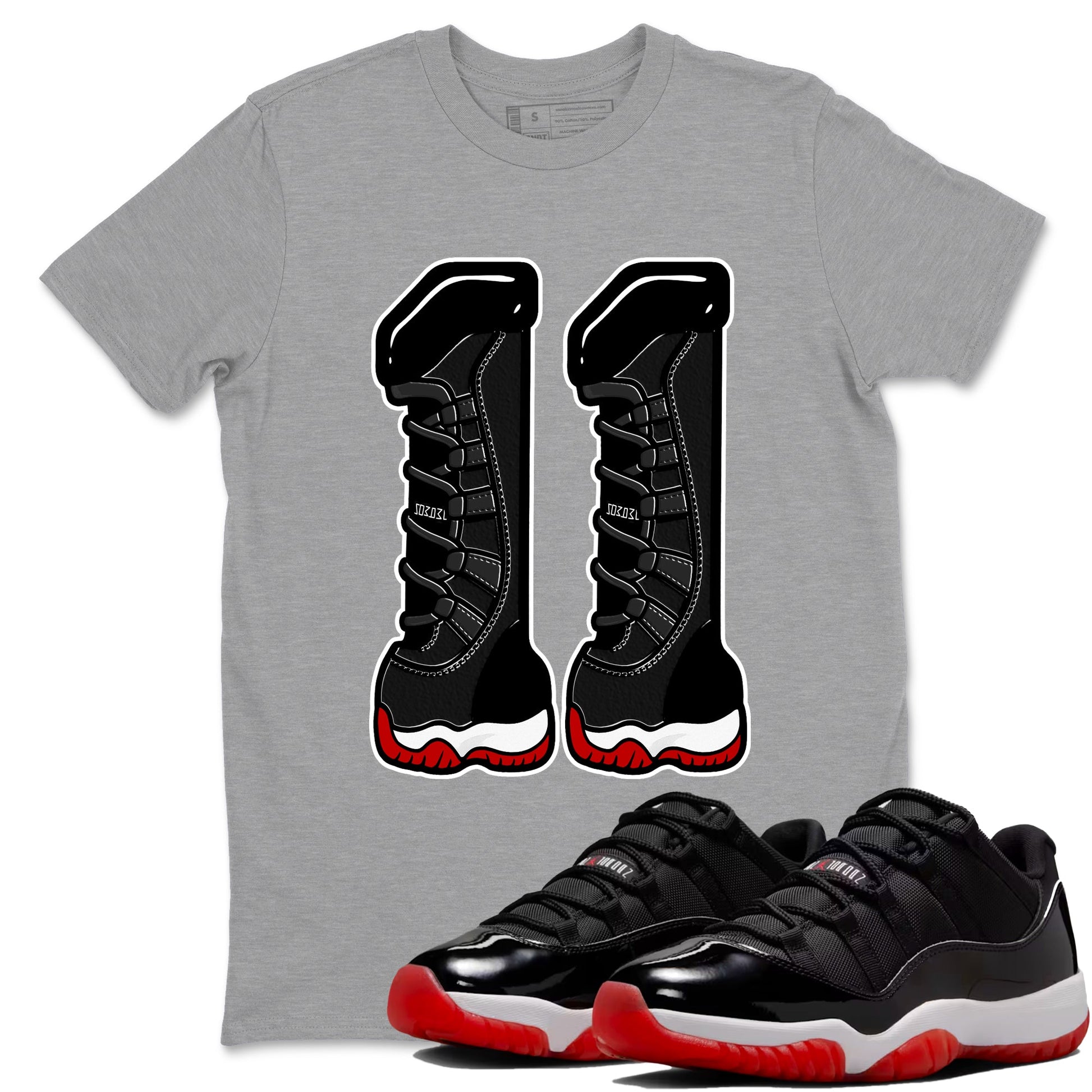 11s Bred shirts to match jordans Number 11 sneaker match tees Air Jordan 11 Retro Bred match shoes to clothes SNRT Sneaker Tees unisex cotton Heather Grey 1 shirts