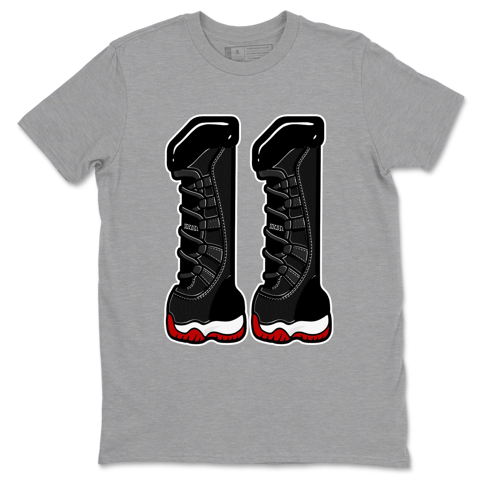11s Bred shirts to match jordans Number 11 sneaker match tees Air Jordan 11 Retro Bred match shoes to clothes SNRT Sneaker Tees unisex cotton Heather Grey 2 shirts