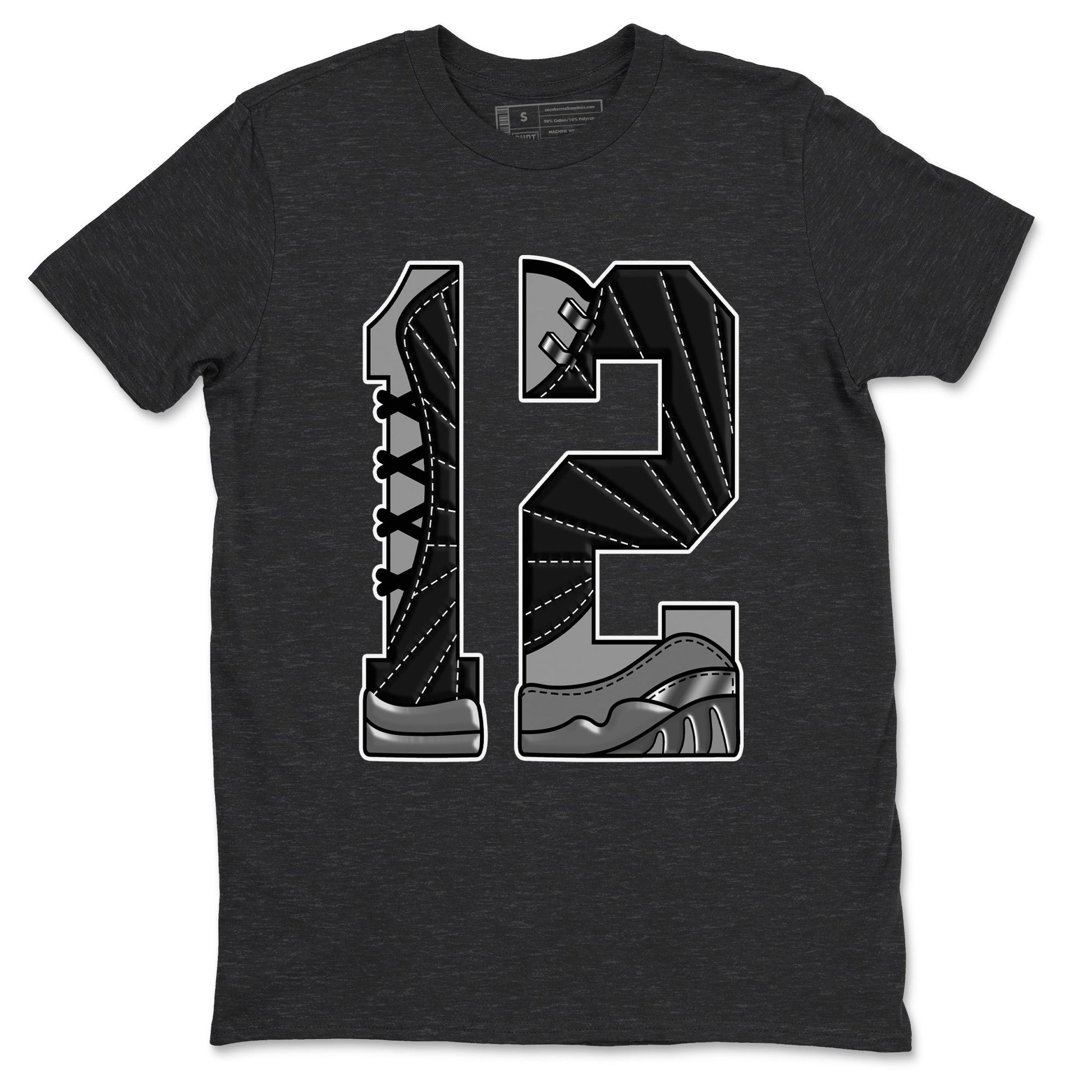 12s Black Wolf Grey shirts to match jordans Number 12 sneaker match tees Air Jordan 12 Black Wolf Grey SNRT Sneaker Release Tees unisex cotton Charcoal Heather 2 crew neck shirts