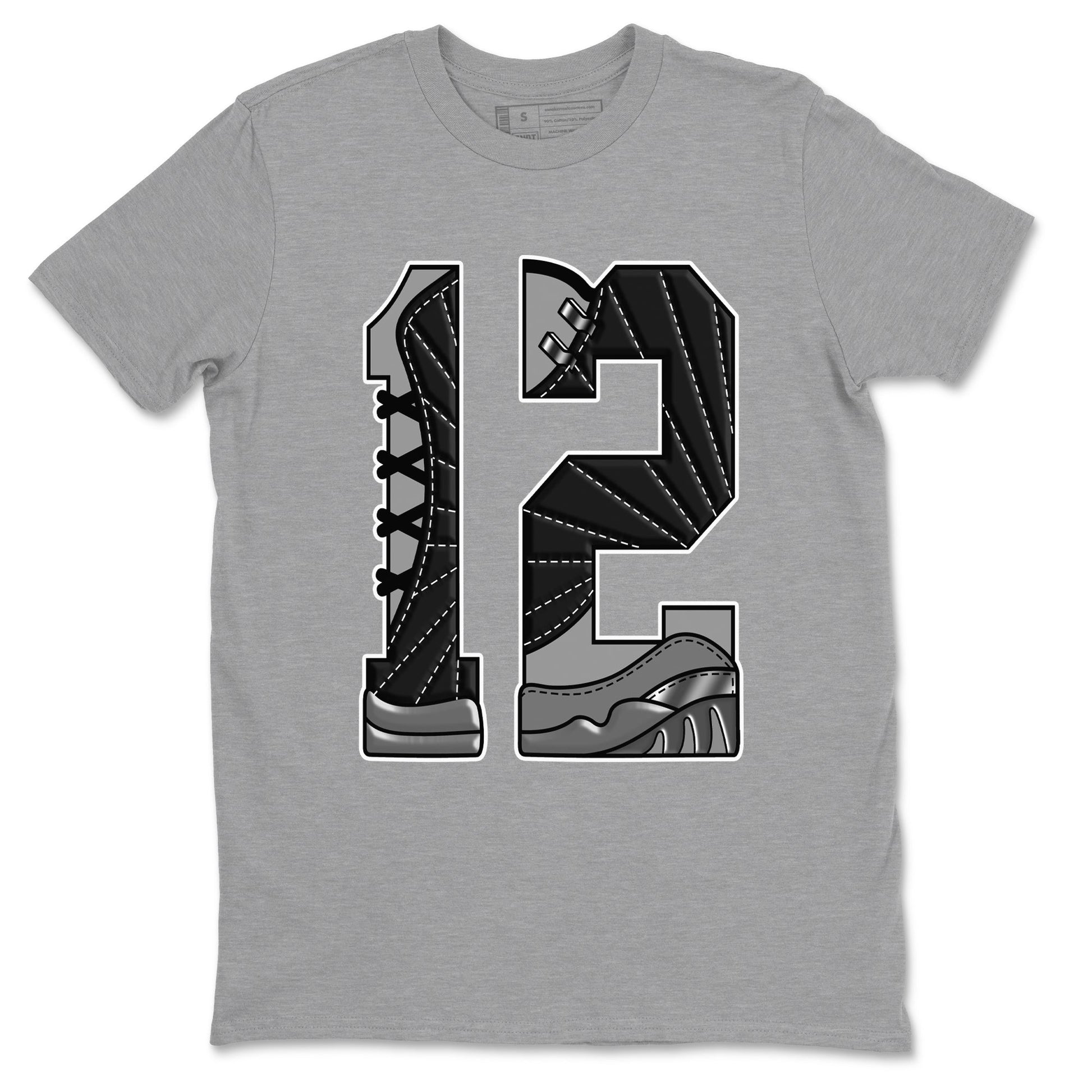 12s Black Wolf Grey shirts to match jordans Number 12 sneaker match tees Air Jordan 12 Black Wolf Grey SNRT Sneaker Release Tees unisex cotton Heather Grey 2 crew neck shirts