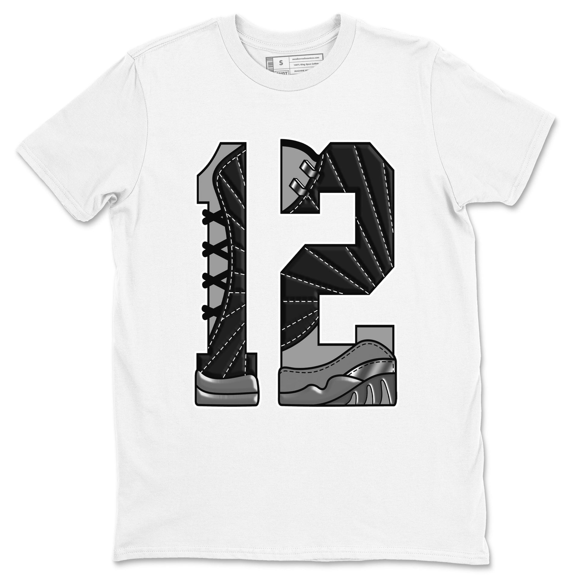 12s Black Wolf Grey shirts to match jordans Number 12 sneaker match tees Air Jordan 12 Black Wolf Grey SNRT Sneaker Release Tees unisex cotton White 2 crew neck shirts