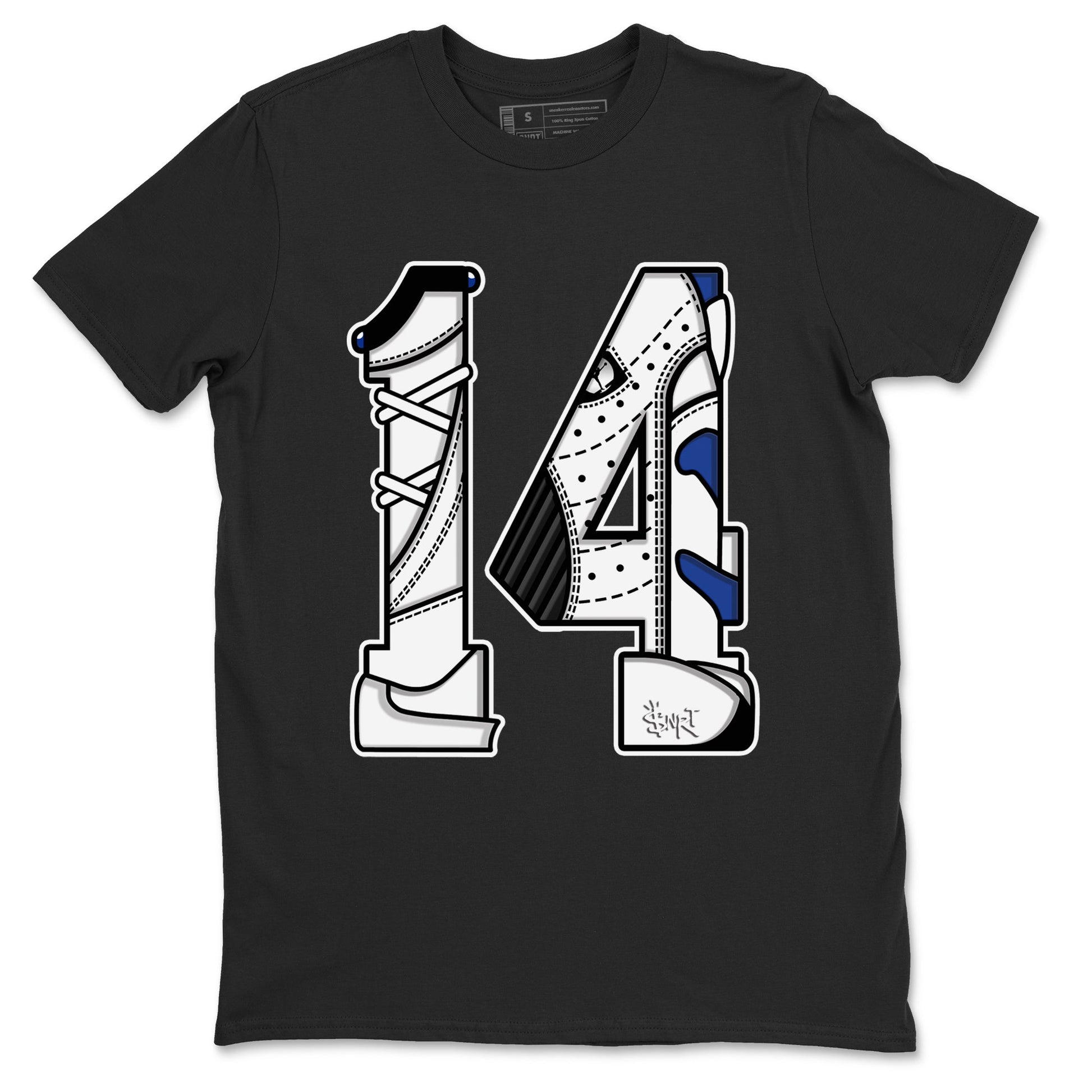 14s Hyper Royal t shirts to match sneakers Number 14 sneaker match tees Air Jordan 14 Hyper Royal shirt SNRT Sneaker Tees unisex cotton Black 2 shirts