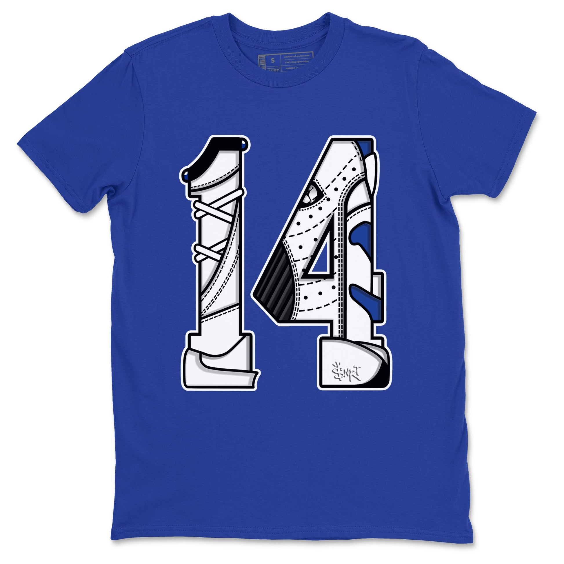 14s Hyper Royal t shirts to match sneakers Number 14 sneaker match tees Air Jordan 14 Hyper Royal shirt SNRT Sneaker Tees unisex cotton Royal Blue 2 shirts