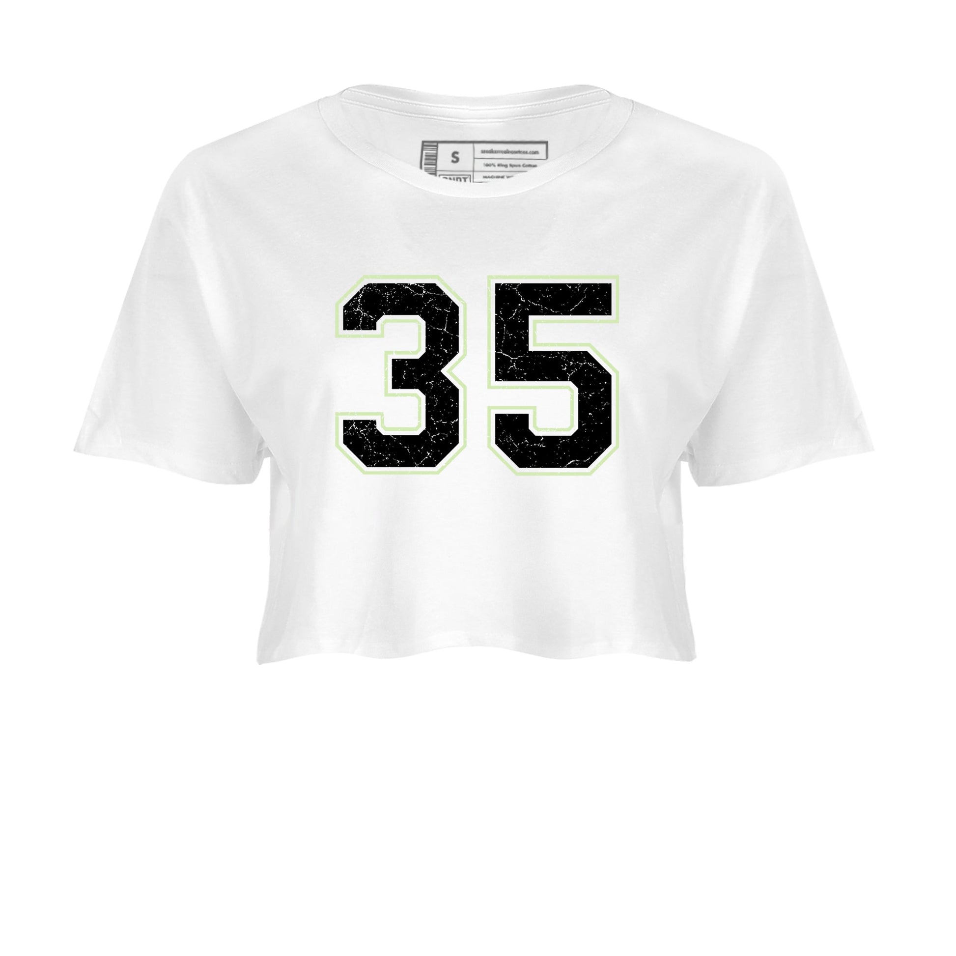 Sneaker Threads – Sneaker Tees To Match Nike KD 18 Halloween – Number 35 Crop Tee White 2. Perfect for Jordan releases 2025 colorways. Perfect for Kevin Durant sneaker releases and Halloween 2025 colorways.