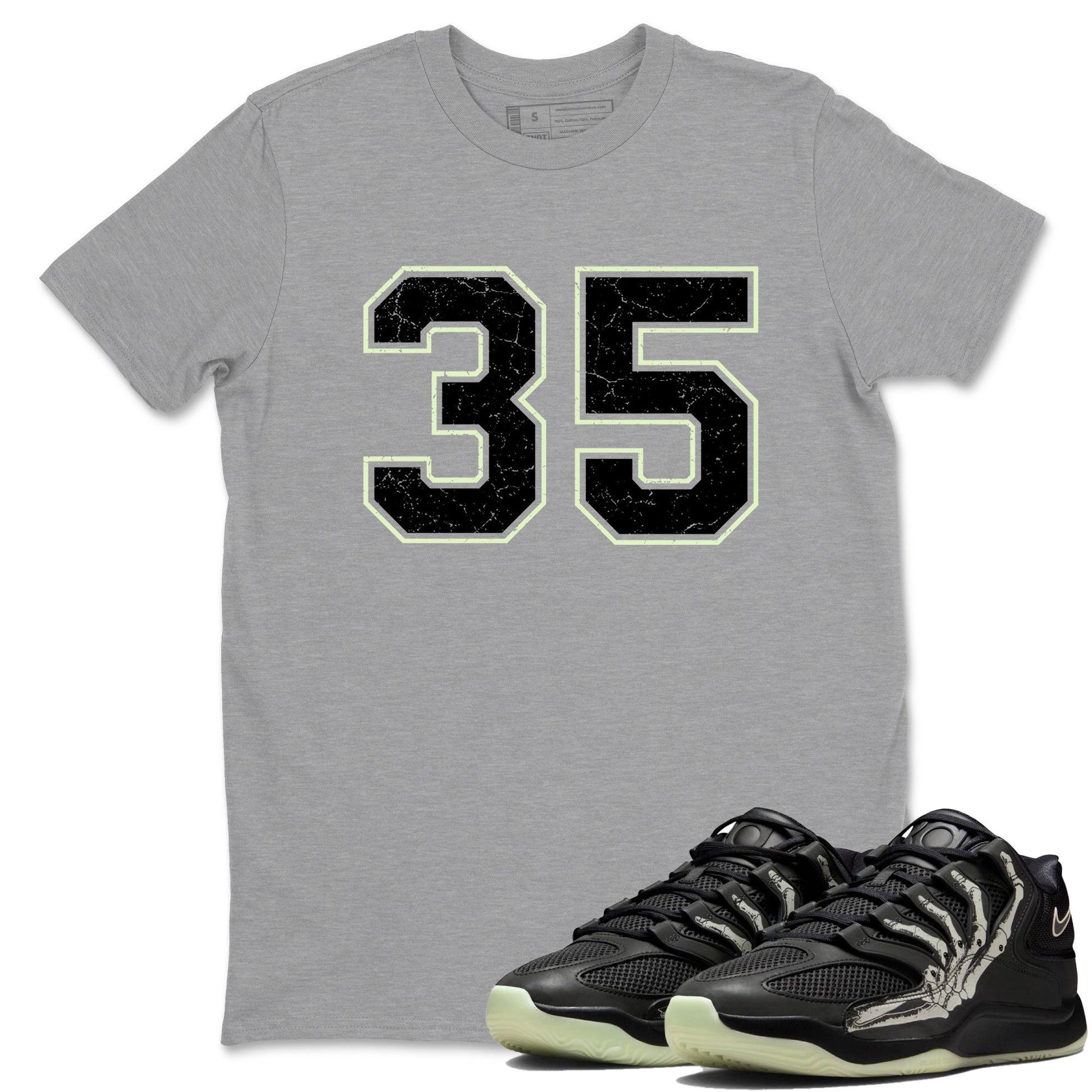 Sneaker Threads – Sneaker Tees To Match Nike KD 18 Halloween – Number 35 Graphic Tee Heather Grey 1. Perfect for Jordan releases 2025 colorways. Perfect for Kevin Durant sneaker releases and Halloween 2025 colorways.
