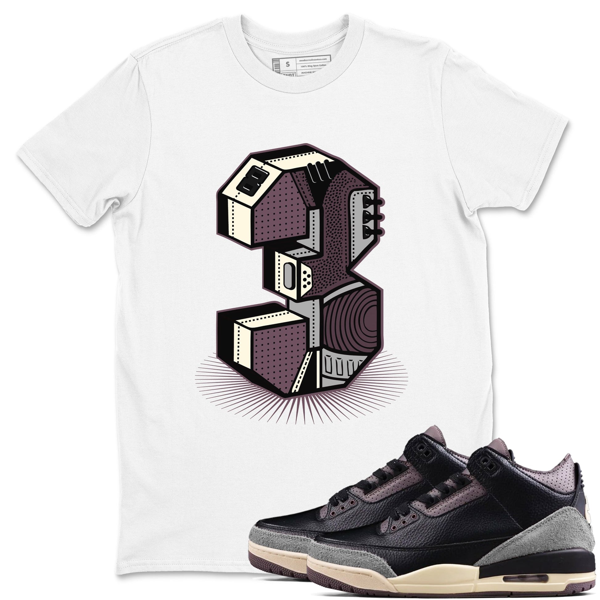 AJ3 A Ma Maniere x Black shirts to match jordans Number Statue sneaker match tees A Ma Maniere x Air Jordan 3 “Black” SNRT Sneaker Tees streetwear brand White 1 unisex cotton tee