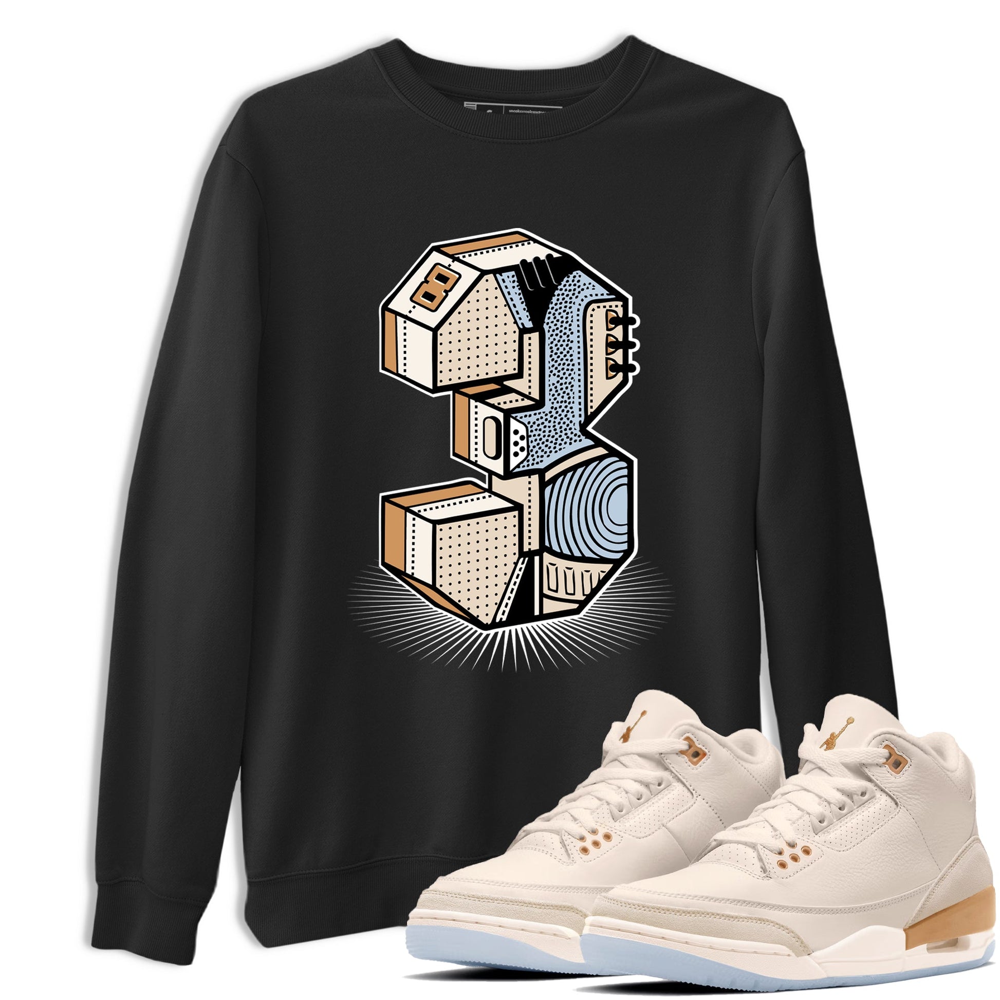 Sneaker match tees – Sneaker Tees To Match Air Jordan 3 Champagne and Oysters Shoes – Number Statue Tee Black 1