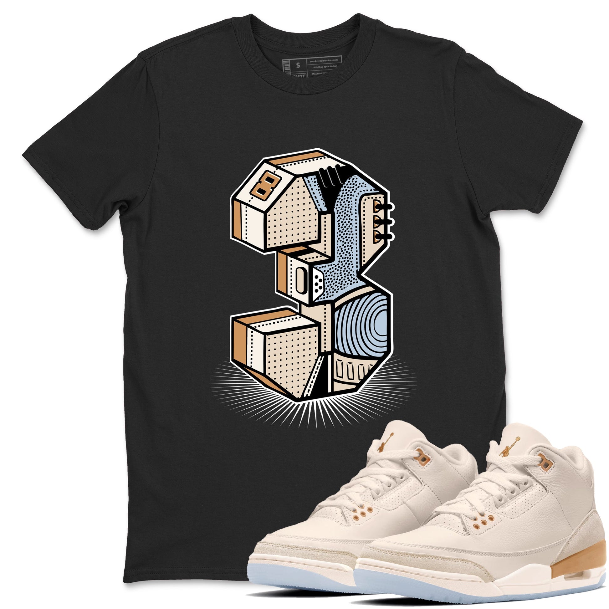 Sneaker match tees – Sneaker Tees To Match Air Jordan 3 Champagne and Oysters Shoes – Number Statue Tee Black 1