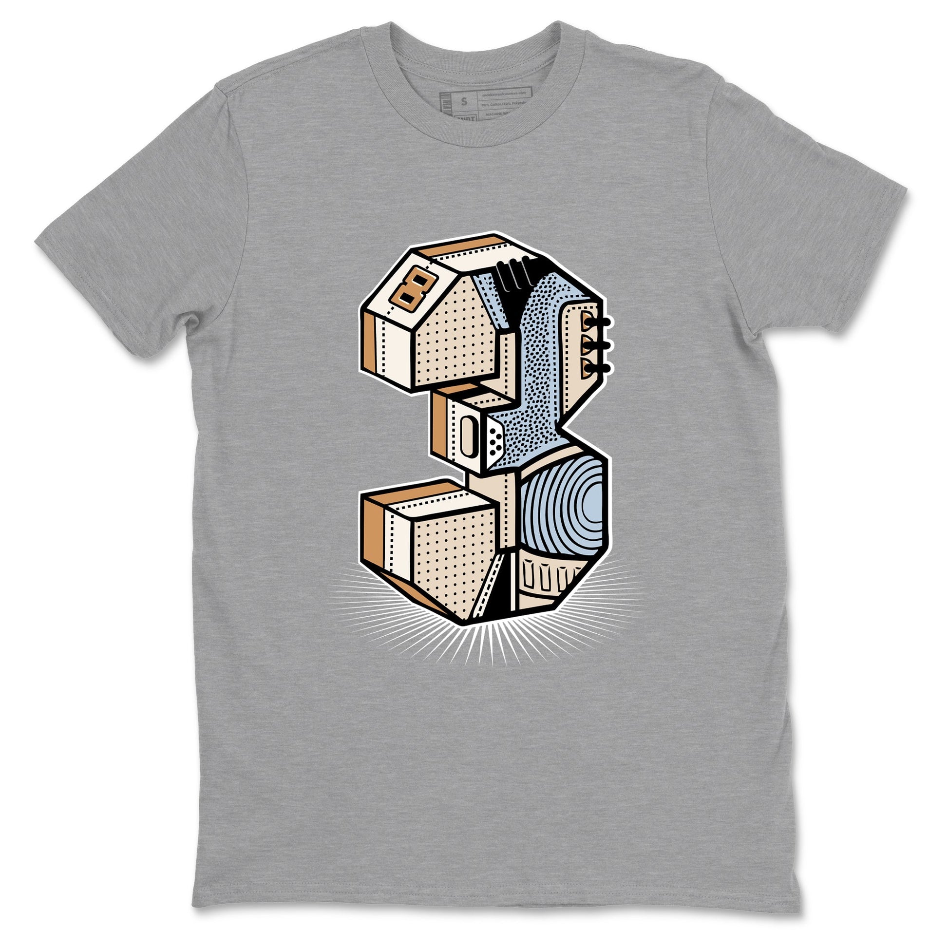 Sneaker match tees – Sneaker Tees To Match Air Jordan 3 Champagne and Oysters Shoes – Number Statue Tee Heather Grey 2