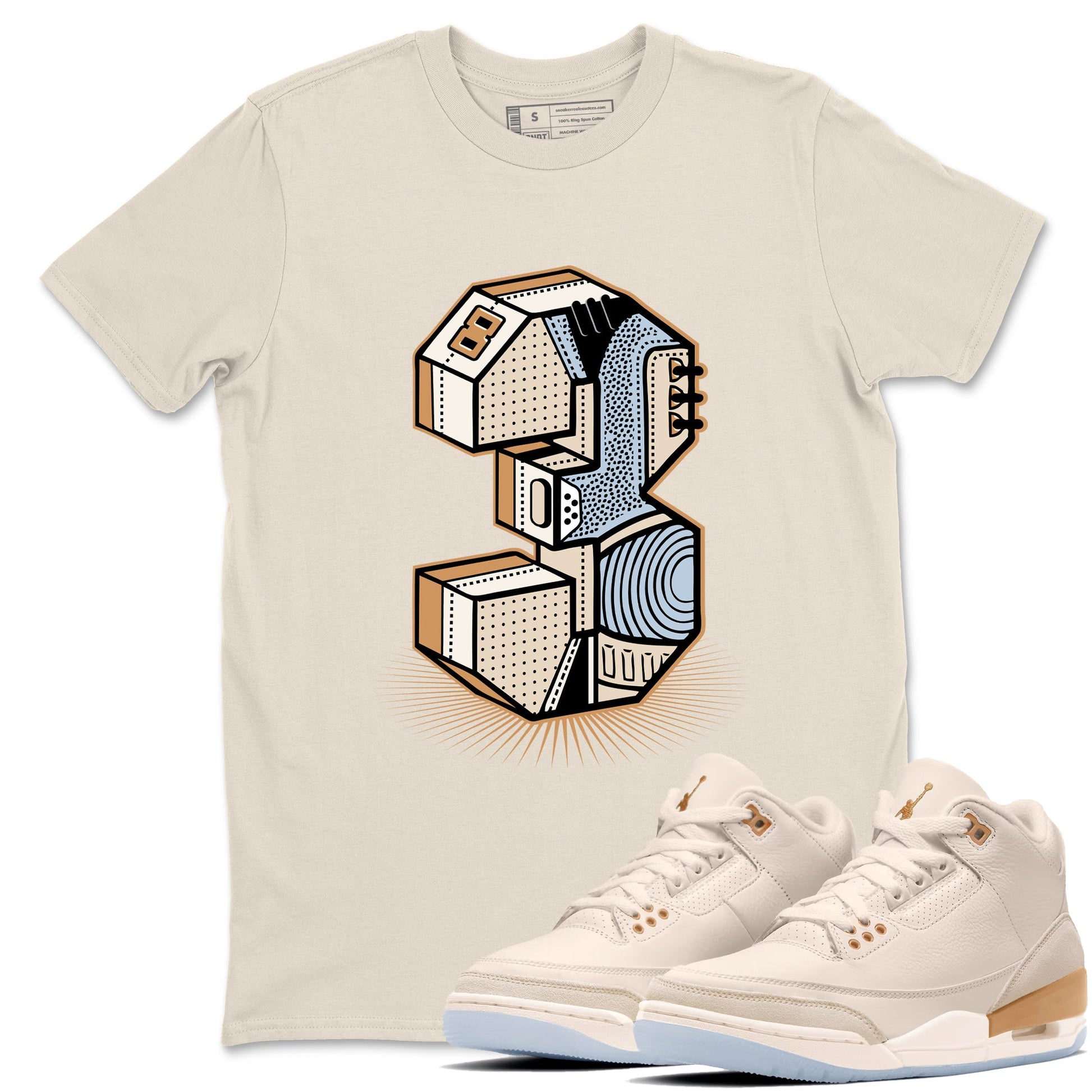 Sneaker match tees – Sneaker Tees To Match Air Jordan 3 Champagne and Oysters Shoes – Number Statue Tee Natural 1