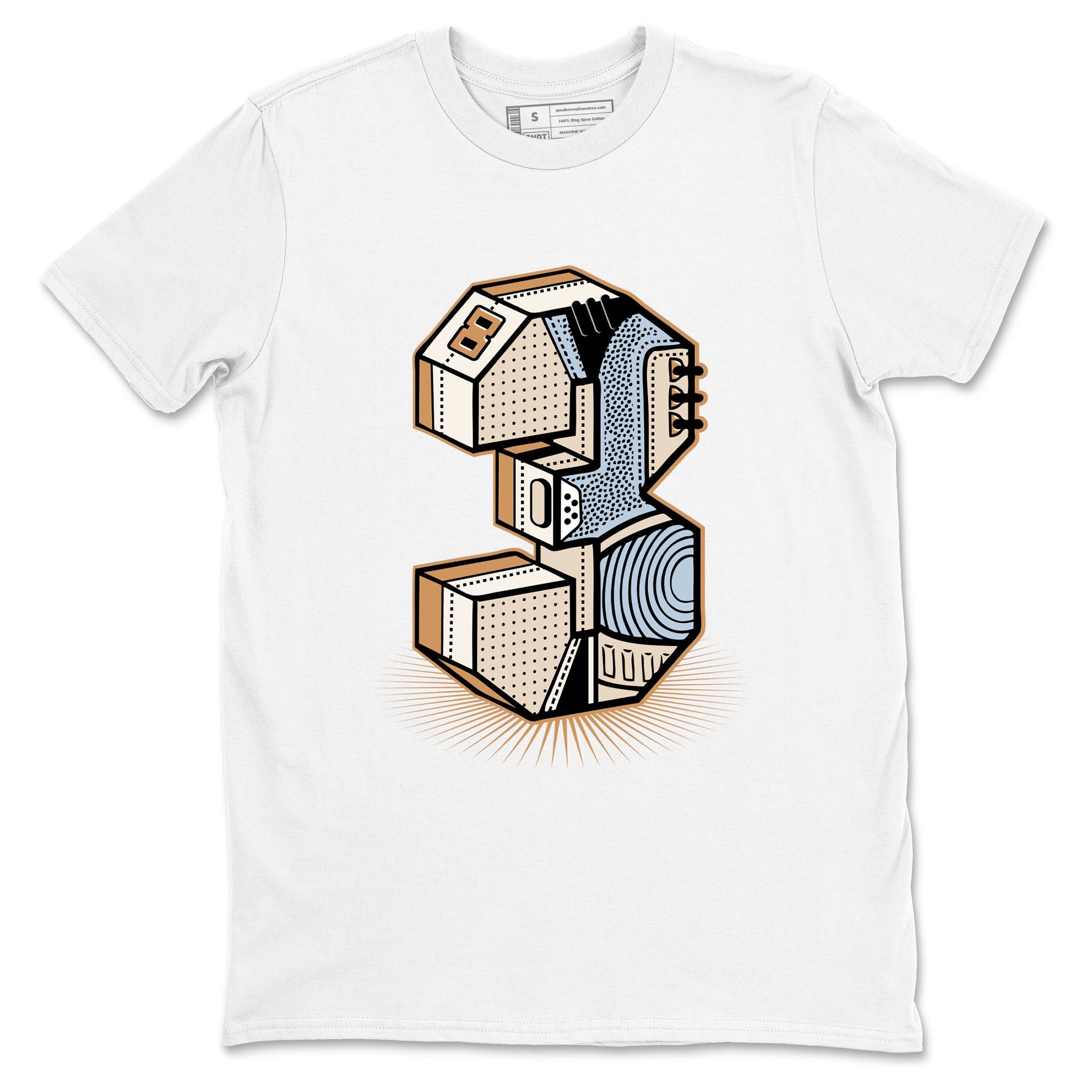 Sneaker match tees – Sneaker Tees To Match Air Jordan 3 Champagne and Oysters Shoes – Number Statue Tee White 2