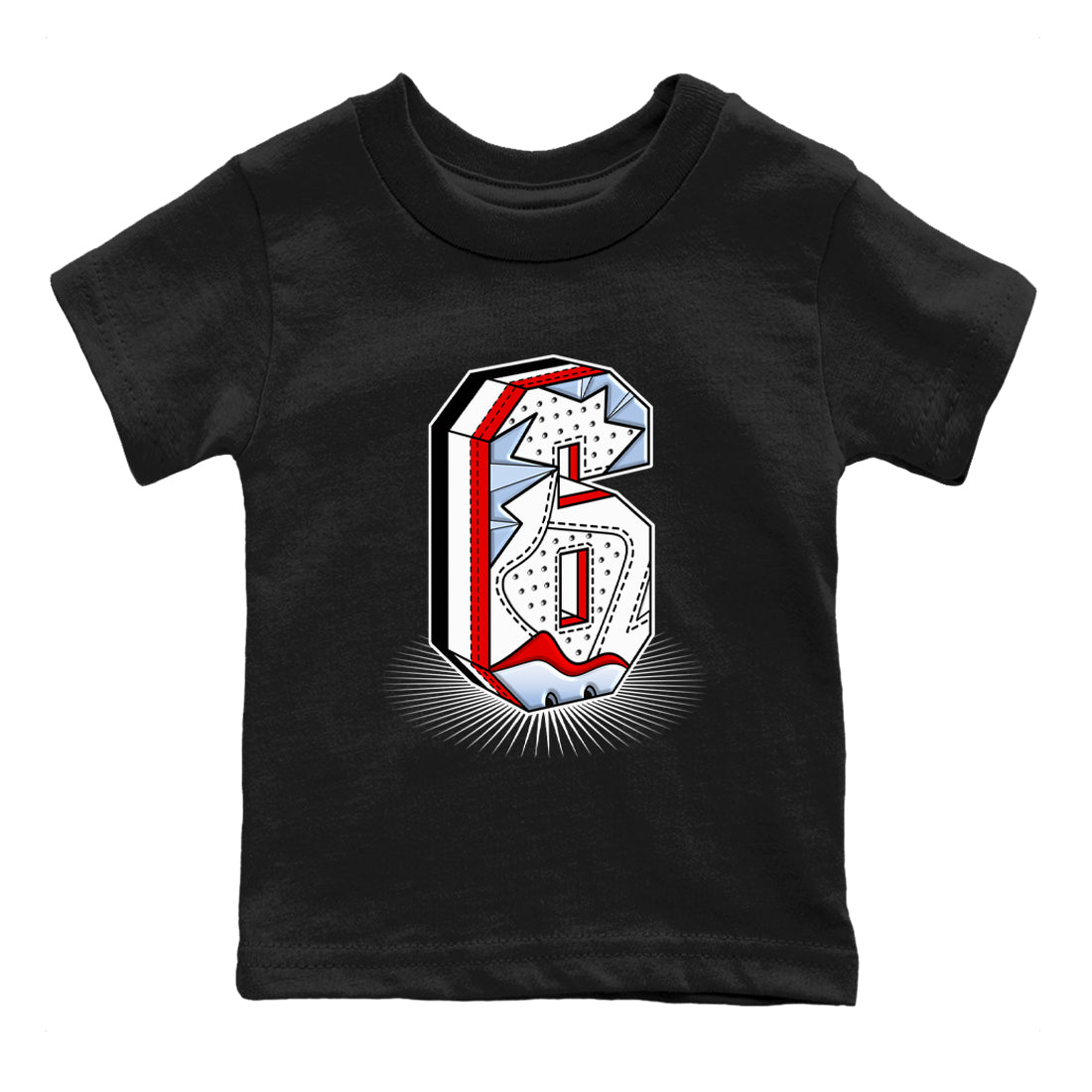 6s Fire Red shirts to match jordans Number Statue best t shirts to wear with jordans Air Jordan 6 Fire Red match shoes to clothes SNRT Sneaker Tees Youth Baby Black 2 tee