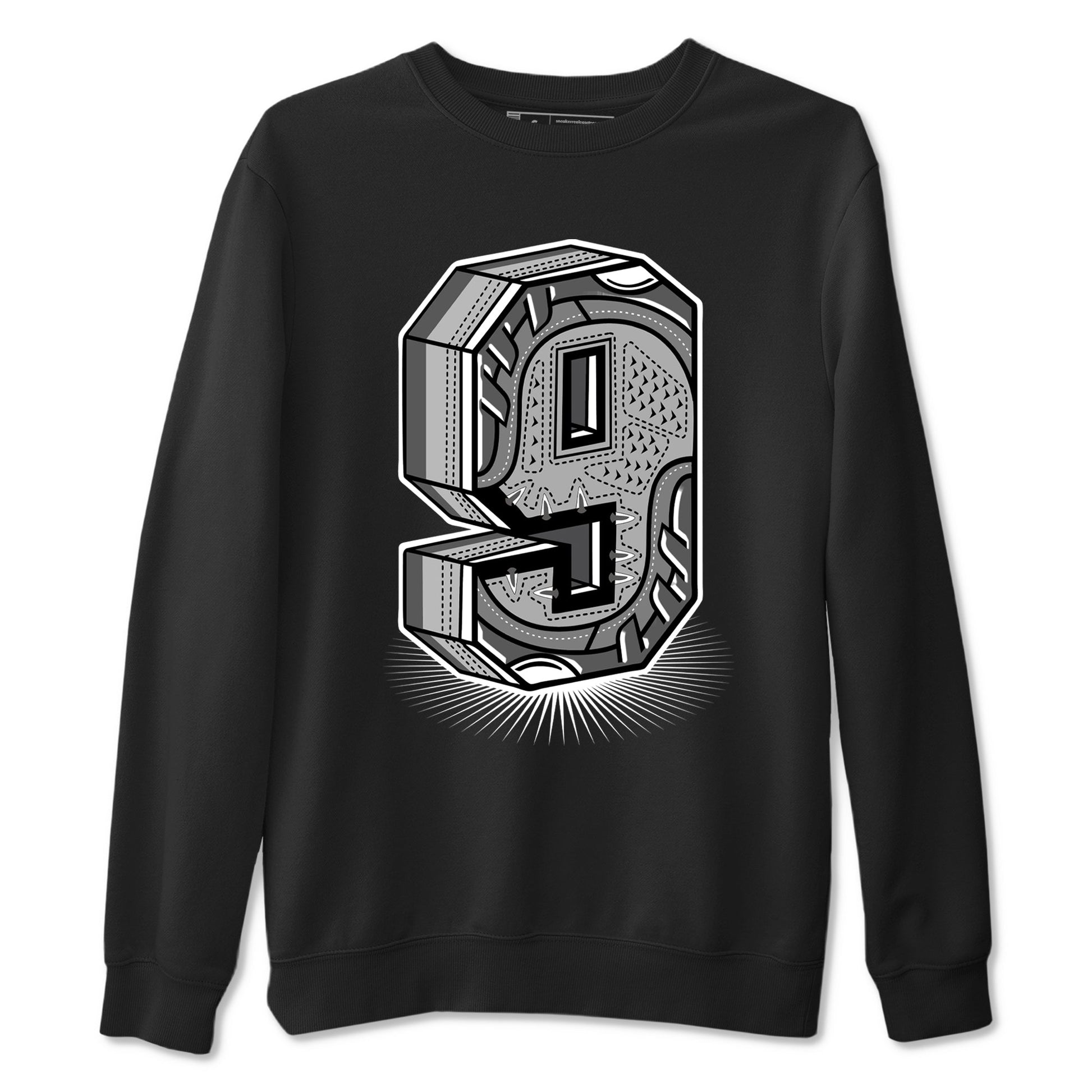 9s Cool Grey best t shirts to wear with jordans Number Statue sneaker match tees Air Jordan 9 Retro Cool Grey match shoes to clothes SNRT Sneaker Tees unisex cotton Black 2 shirts