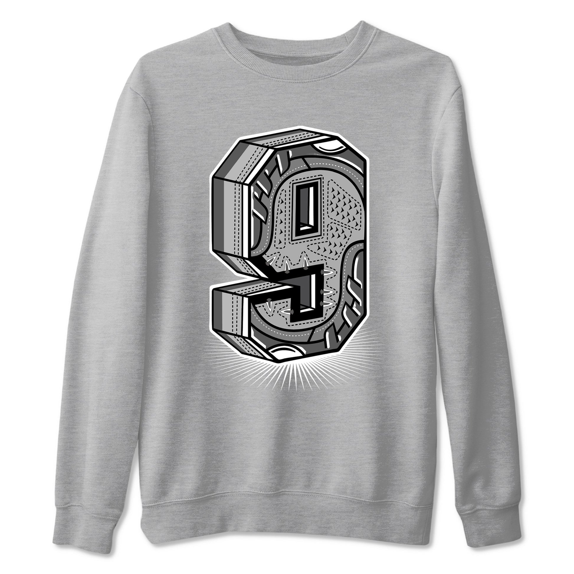 9s Cool Grey best t shirts to wear with jordans Number Statue sneaker match tees Air Jordan 9 Retro Cool Grey match shoes to clothes SNRT Sneaker Tees unisex cotton Heather Grey 2 shirts