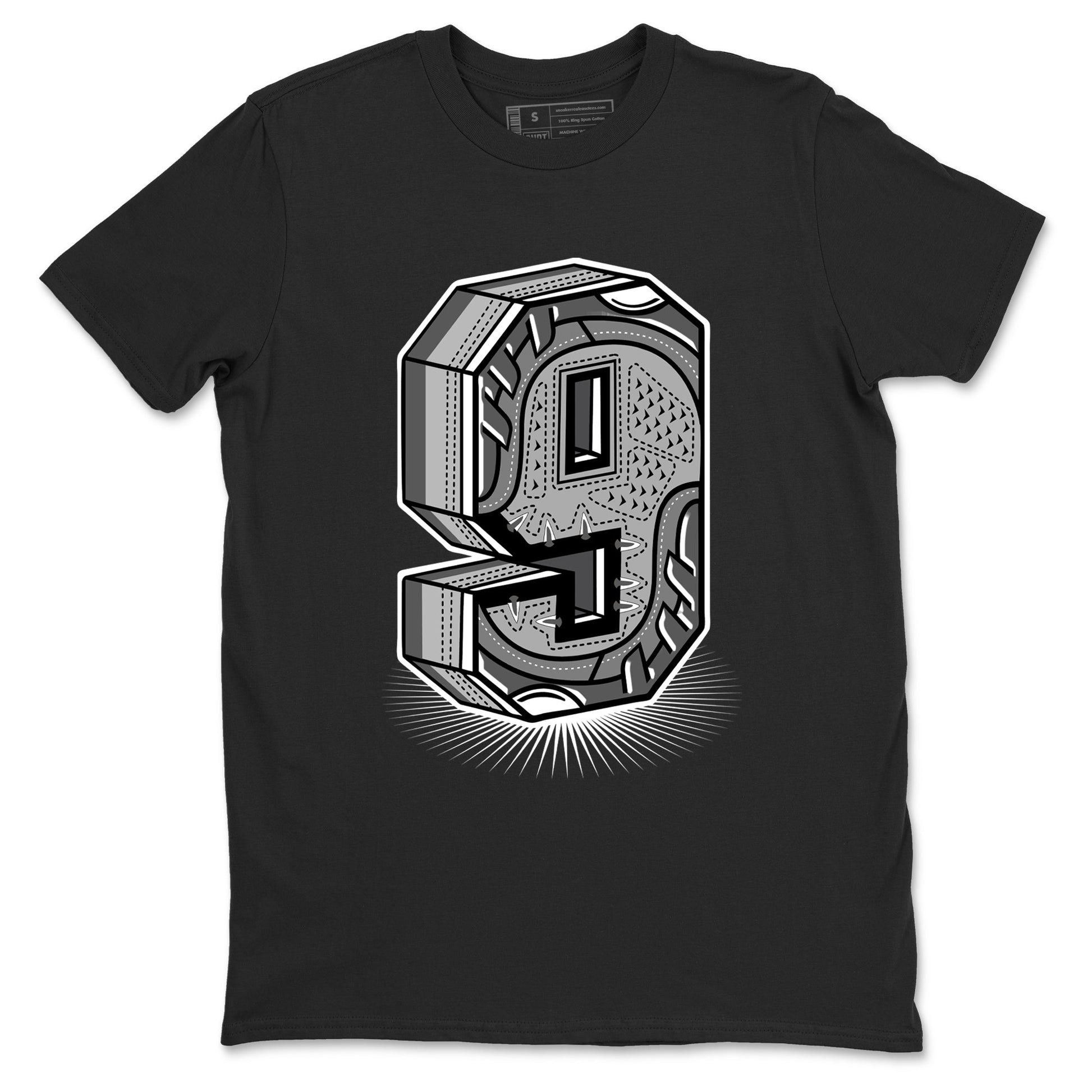 9s Cool Grey best t shirts to wear with jordans Number Statue sneaker match tees Air Jordan 9 Retro Cool Grey match shoes to clothes SNRT Sneaker Tees unisex cotton Black 2 shirts