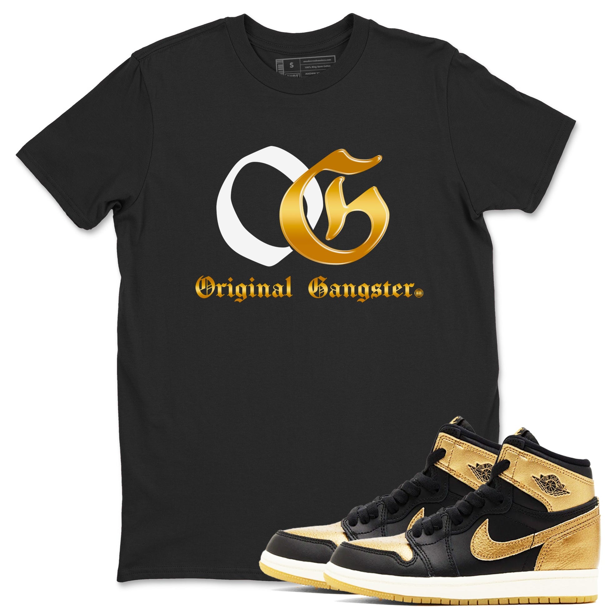 Jordan 1 High OG Black Black Metallic Gold shirts to match jordans OG sneaker match tees Air Jordan 1 Black Black Metallic Gold SNRT Sneaker Release Tees Clothing Sneakerhead ShirtsBlack 1 unisex cotton tee