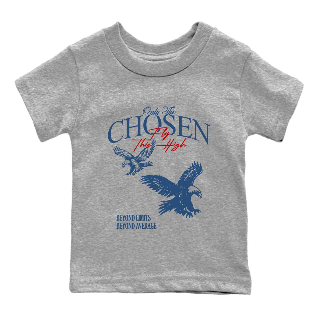 Sneaker match tees – Sneaker Tees To Match Air Jordan 12 French Blue Shoes – Only The Chosen Fly This High Kids T-Shirt Heather Grey 2