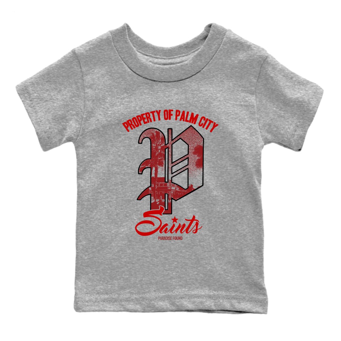 Sneaker match tees – Sneaker Tees To Match Air Foamposite Cough Drop Shoes – Paradise Found Kids T-Shirt Heather Grey 2