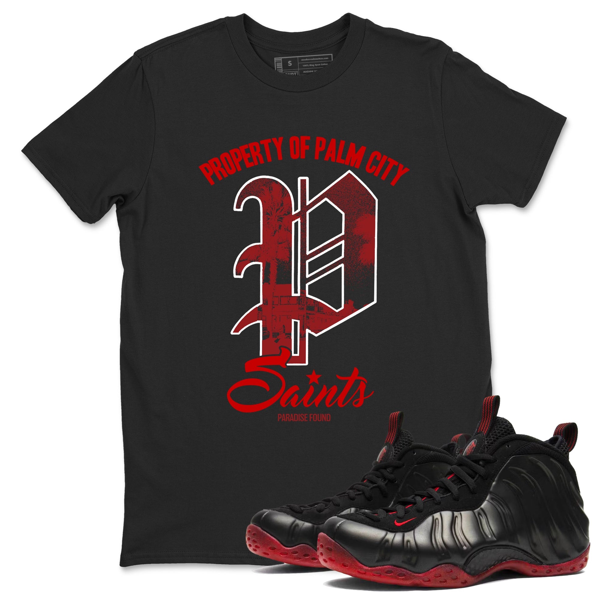 Sneaker match tees – Sneaker Tees To Match Air Foamposite Cough Drop Shoes – Paradise Found Tee Black 1