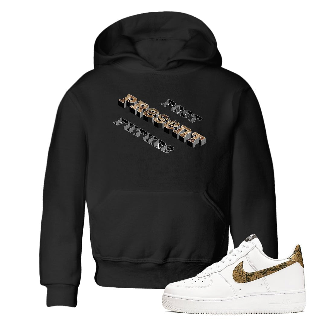 AF1 Ivory Snake shirt to match jordans Past Present Future sneaker tees Air Force 1 Ivory Snake SNRT sneaker release tees baby toddler Black 1 cotton Shirt