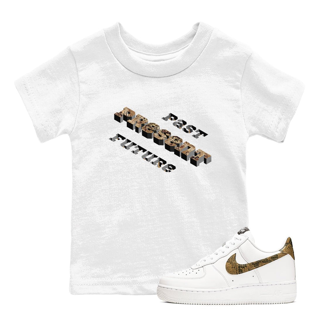 AF1 Ivory Snake shirt to match jordans Past Present Future sneaker tees Air Force 1 Ivory Snake SNRT sneaker release tees baby toddler White 1 cotton Shirt
