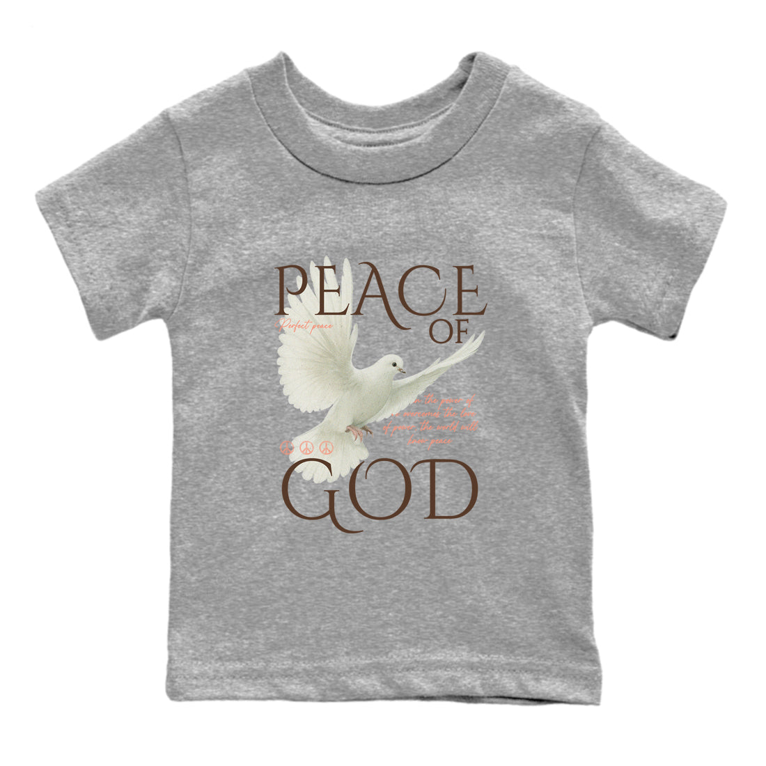 Sneaker match tees – Sneaker Tees To Match Air Jordan 1 Baroque Brown Shoes – Peace of God Kids T-Shirt Heather Grey 2