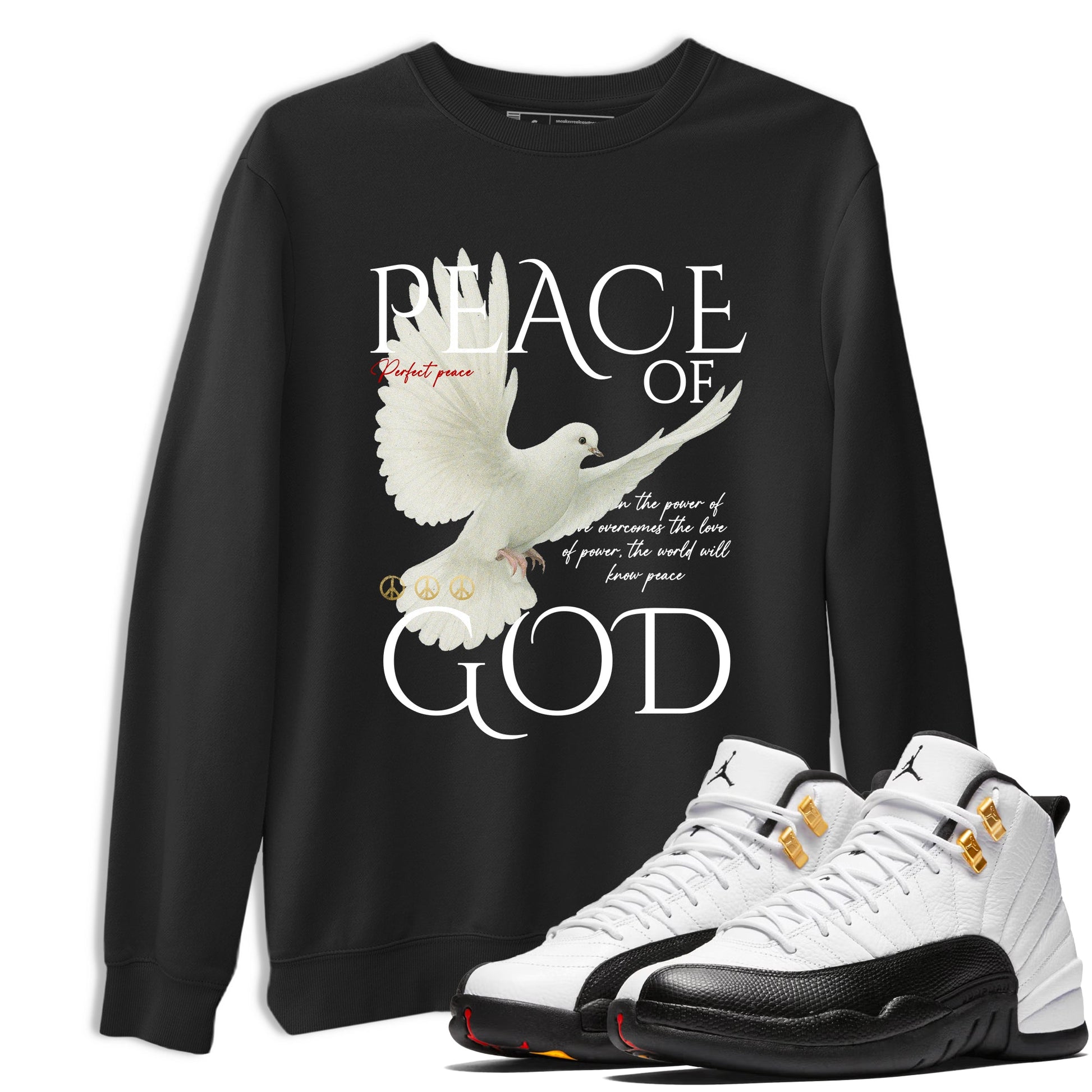 Sneaker match tees – Sneaker Tees To Match Air Jordan 12 Taxi Shoes – Peace of God Tee Black 1