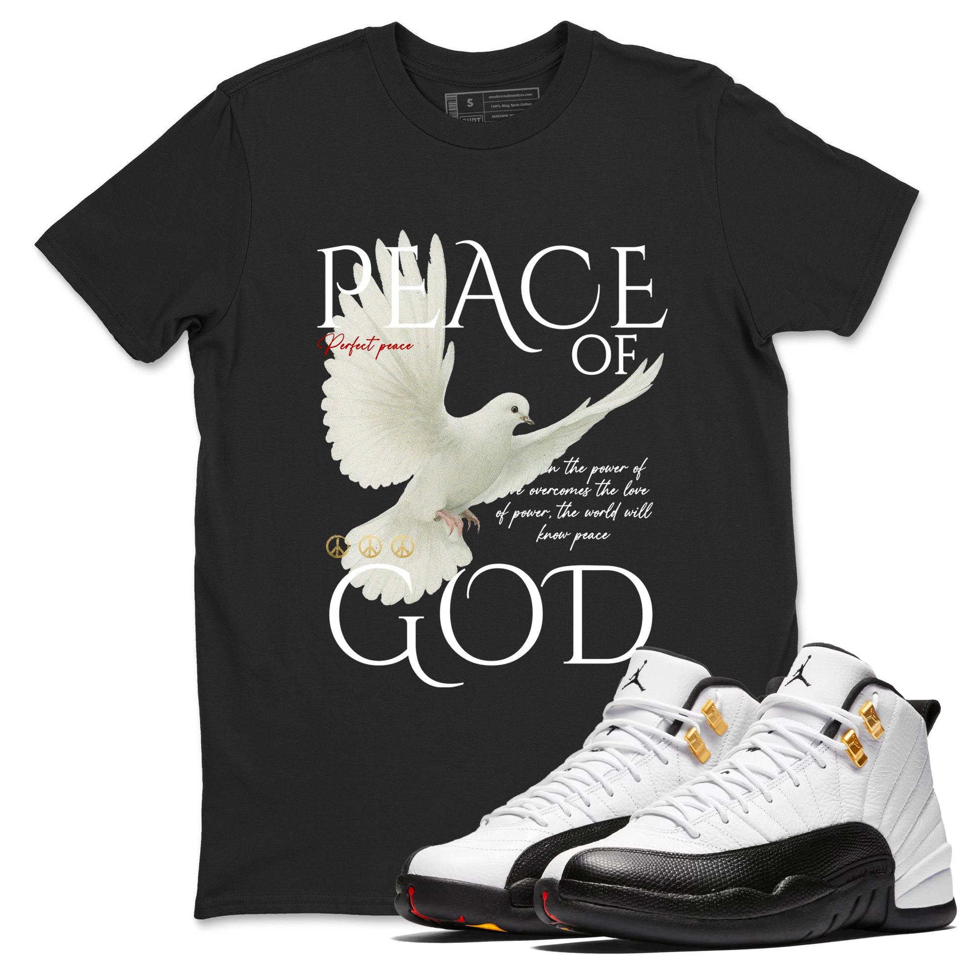 Sneaker match tees – Sneaker Tees To Match Air Jordan 12 Taxi Shoes – Peace of God Tee Black 1