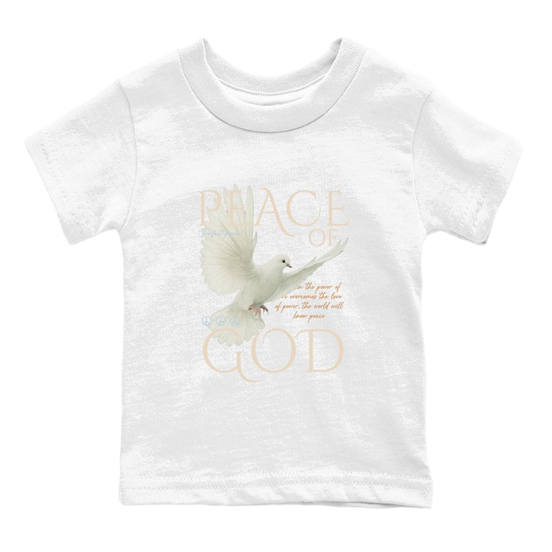 Sneaker match tees – Sneaker Tees To Match Air Jordan 3 Champagne and Oysters Shoes – Peace of God Kids T-Shirt White 2