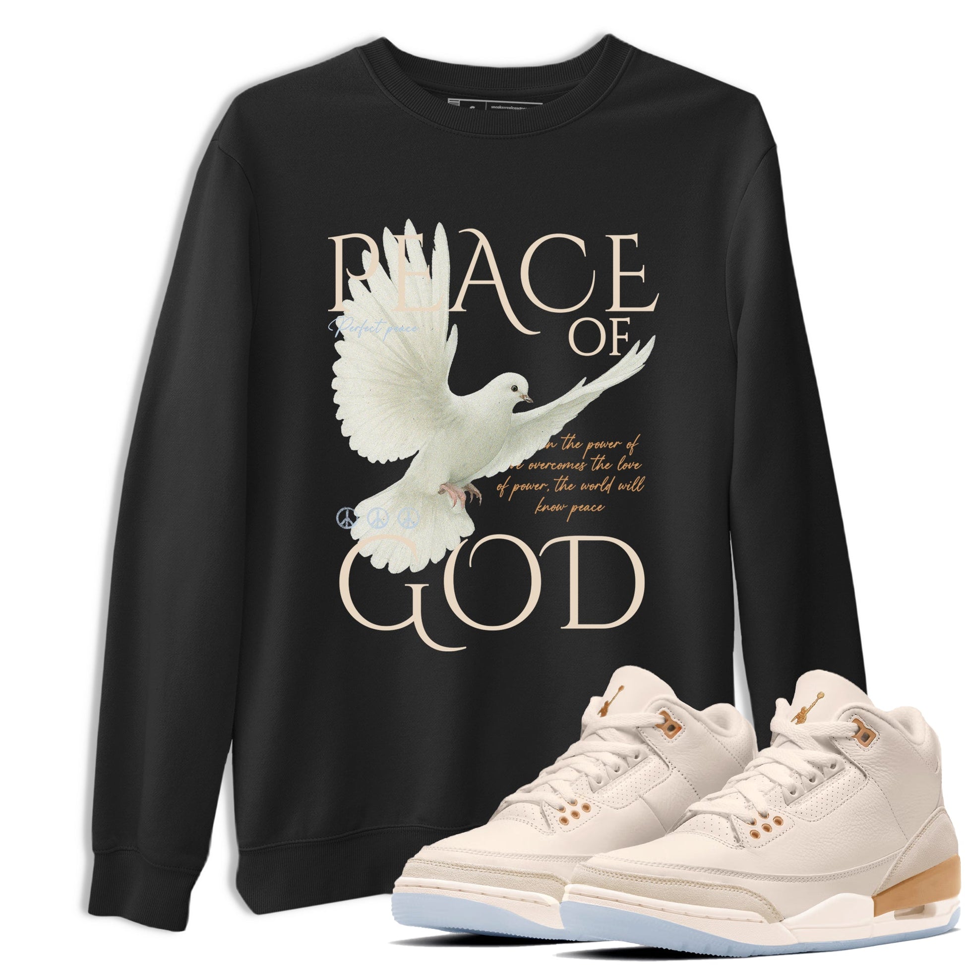Sneaker match tees – Sneaker Tees To Match Air Jordan 3 Champagne and Oysters Shoes – Peace of God Tee Black 1