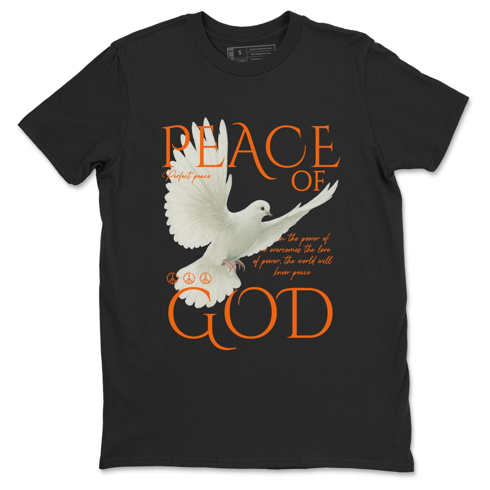 Peace of God sneaker match t-shirt styled to complete your fit with the Air Jordan 3 Starfish sneakers, shown in Black 2.