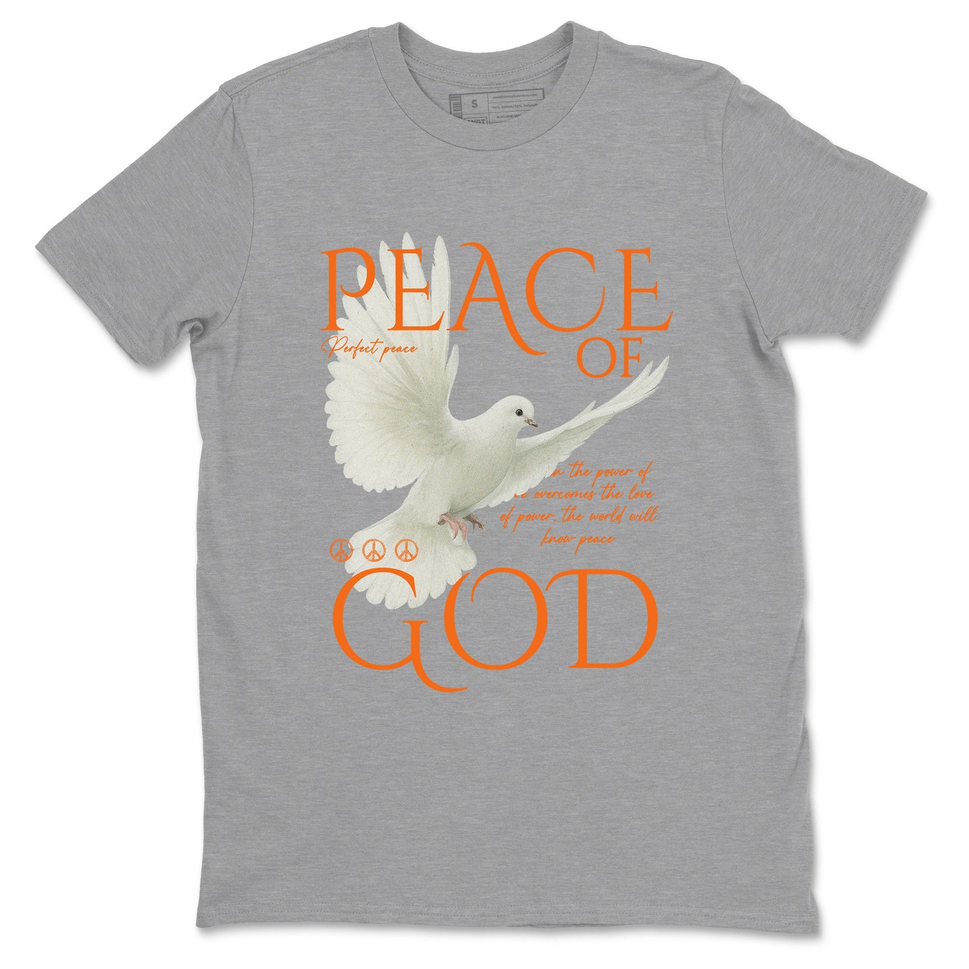 Peace of God sneaker match t-shirt styled to complete your fit with the Air Jordan 3 Starfish sneakers, shown in Heather Grey 2.