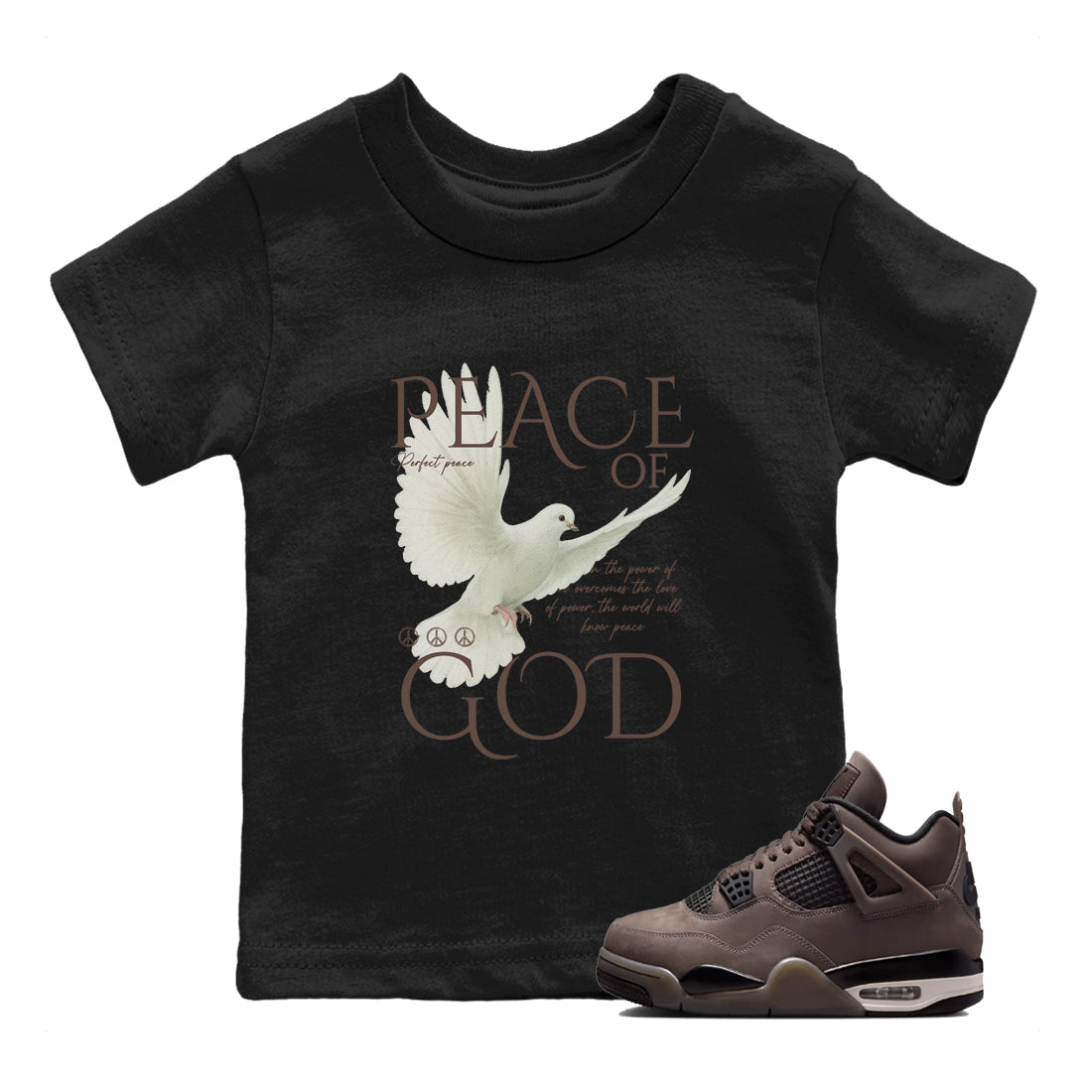 Sneaker match tees – Sneaker Tees To Match Air Jordan 4 Cave Stone Shoes – Peace of God Kids T-Shirt Black 1
