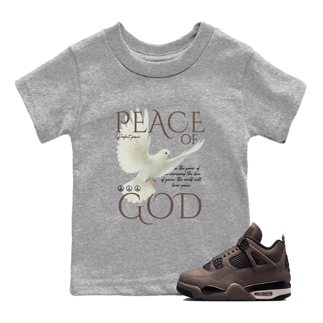 Sneaker match tees – Sneaker Tees To Match Air Jordan 4 Cave Stone Shoes – Peace of God Kids T-Shirt Heather Grey 1