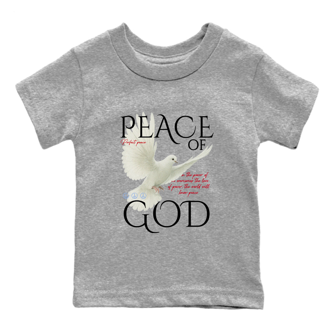 Sneaker match tees – Sneaker Tees To Match Air Jordan 5 Fire Red Shoes – Peace of God Kids T-Shirt Heather Grey 2