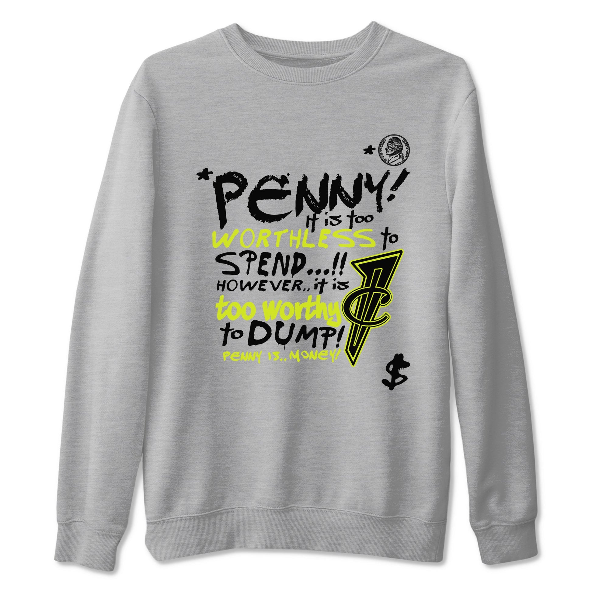 Foams One Black Volt shirts to match jordans Penny Is sneaker match tees Air Foamposite One Black and Volt match shoes to clothes SNRT Sneaker Tees unisex cotton Heather Grey 2 shirts