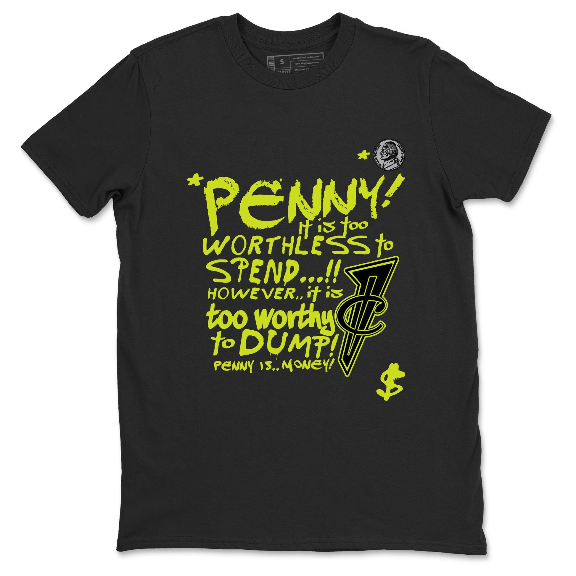 Foams One Black Volt shirts to match jordans Penny Is sneaker match tees Air Foamposite One Black and Volt match shoes to clothes SNRT Sneaker Tees unisex cotton Black 2 shirts