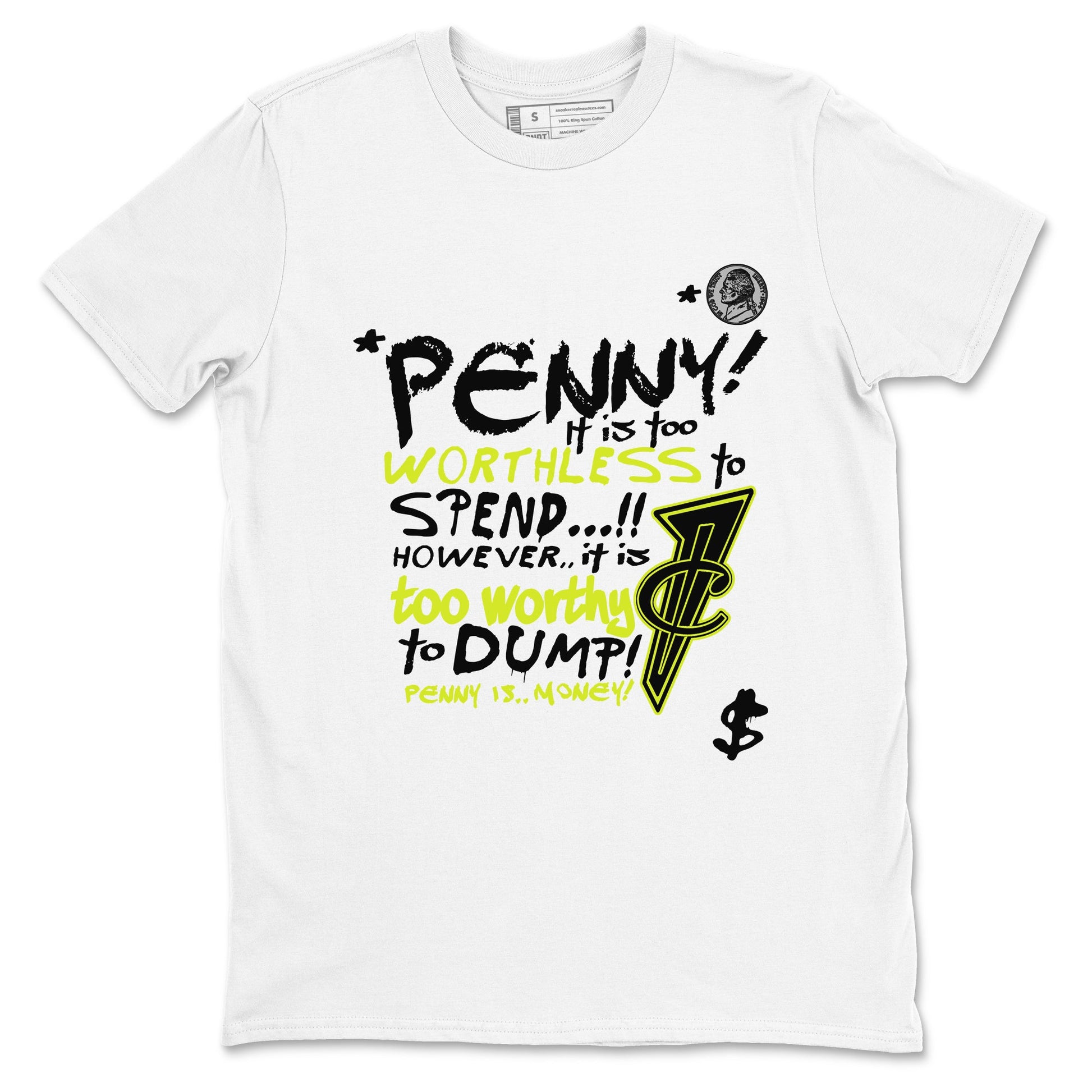 Foams One Black Volt shirts to match jordans Penny Is sneaker match tees Air Foamposite One Black and Volt match shoes to clothes SNRT Sneaker Tees unisex cotton White 2 shirts